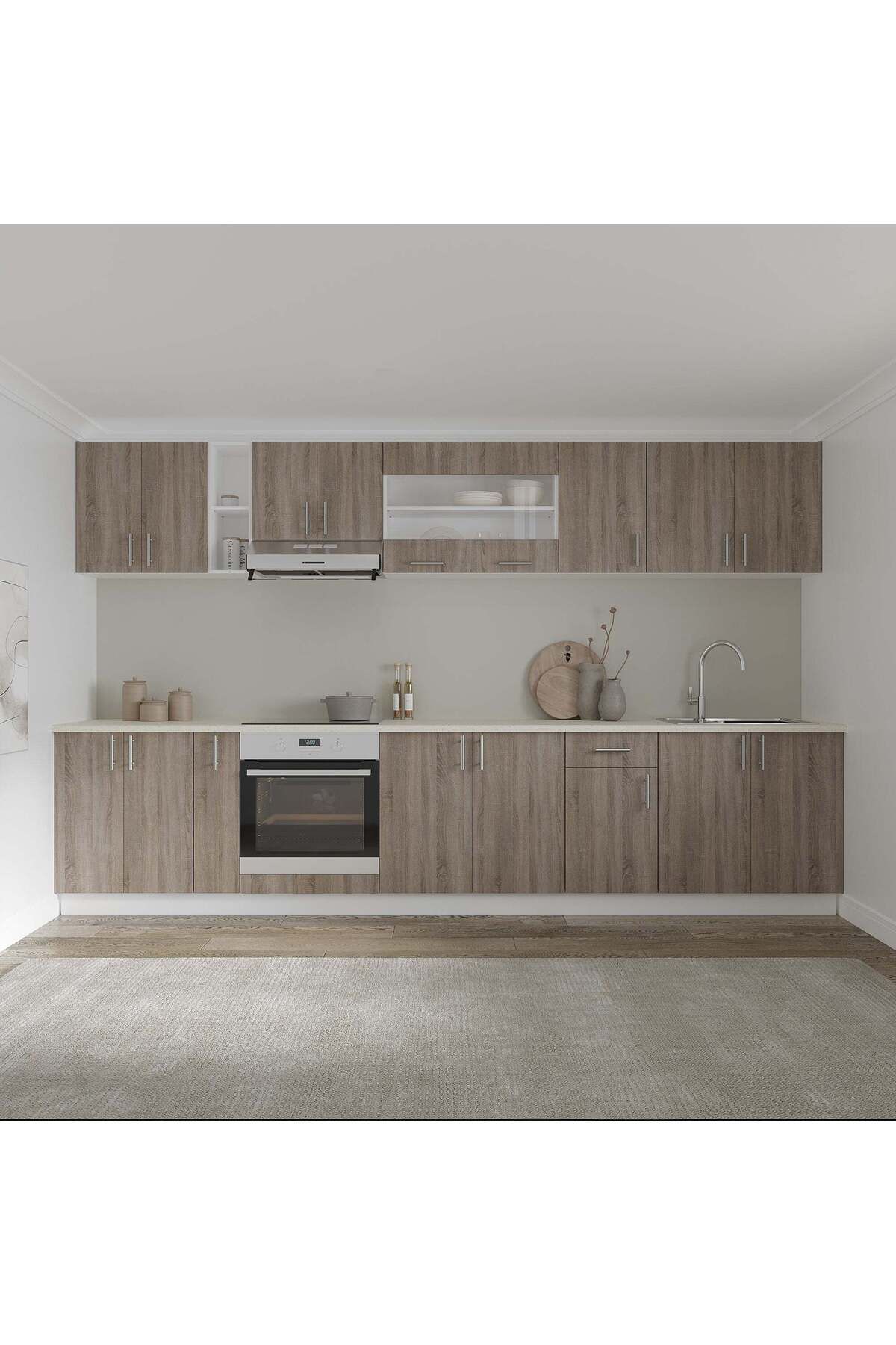 haaus.ro-Corp Masca Chiuveta haaus Karo, 2 Usi, Stejar Sonoma Inchis/Alb, 80 x 50 x 80 cm 6