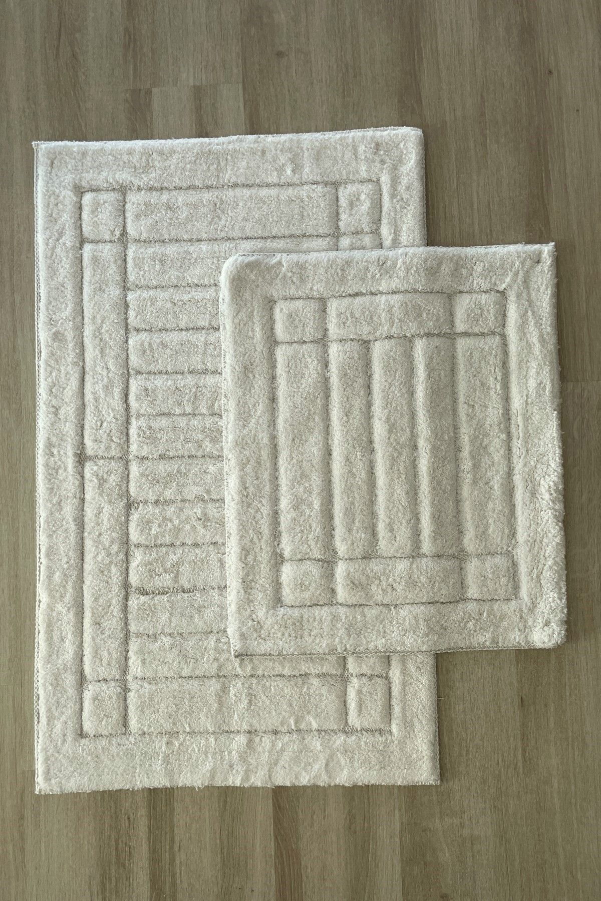 Zeria Home Pamuk Tafting Su Emici Yumuşak Dokulu Banyo Paspas Seti, Banyo Halısı 2 Li Set 60x100 - 50x60
