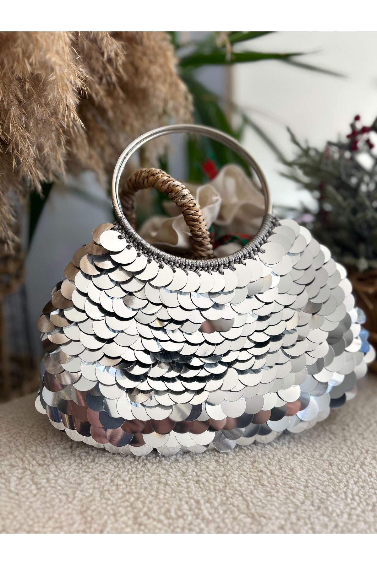 Loxie Design El Yapııı Pullu Mini Gece Çantası