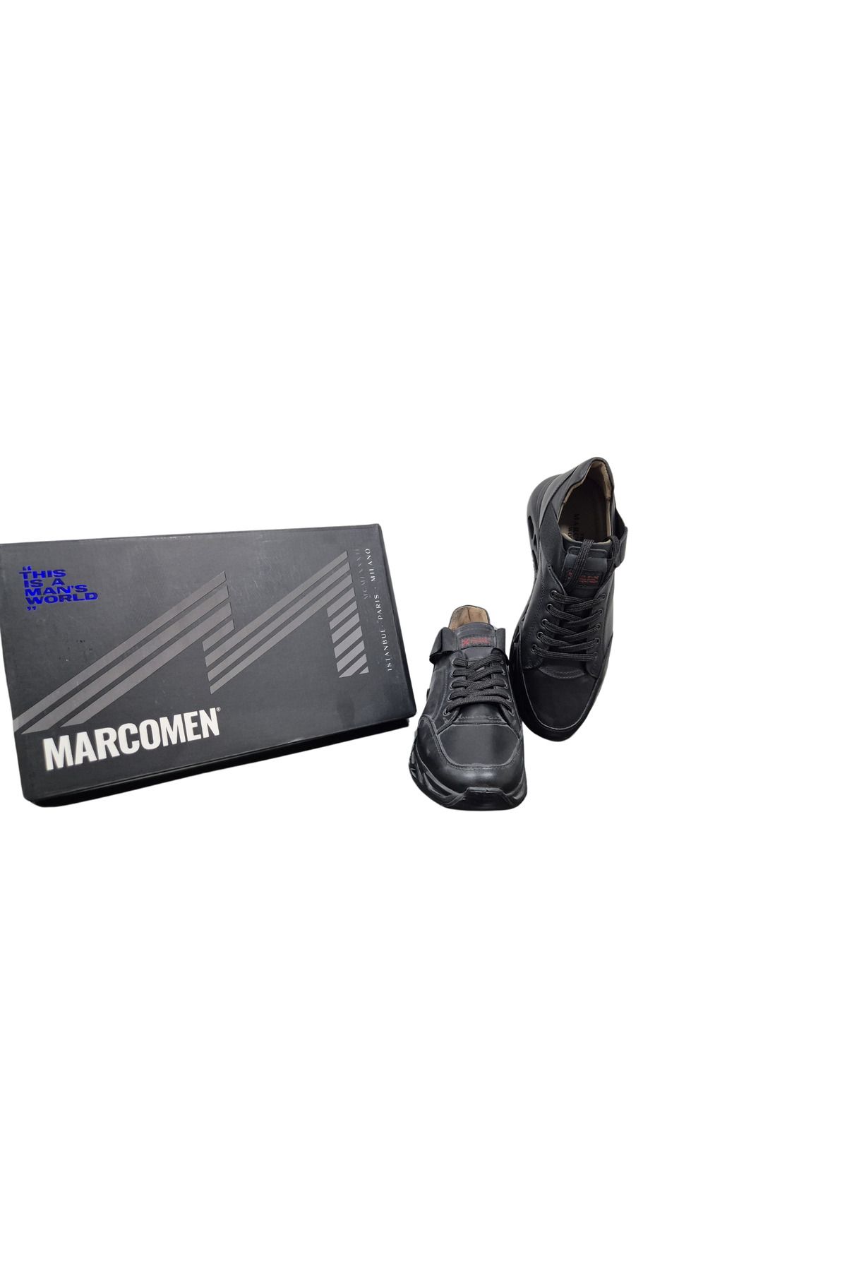 MARCOMEN Style Mix Erkek Siyah Deri Sneaker