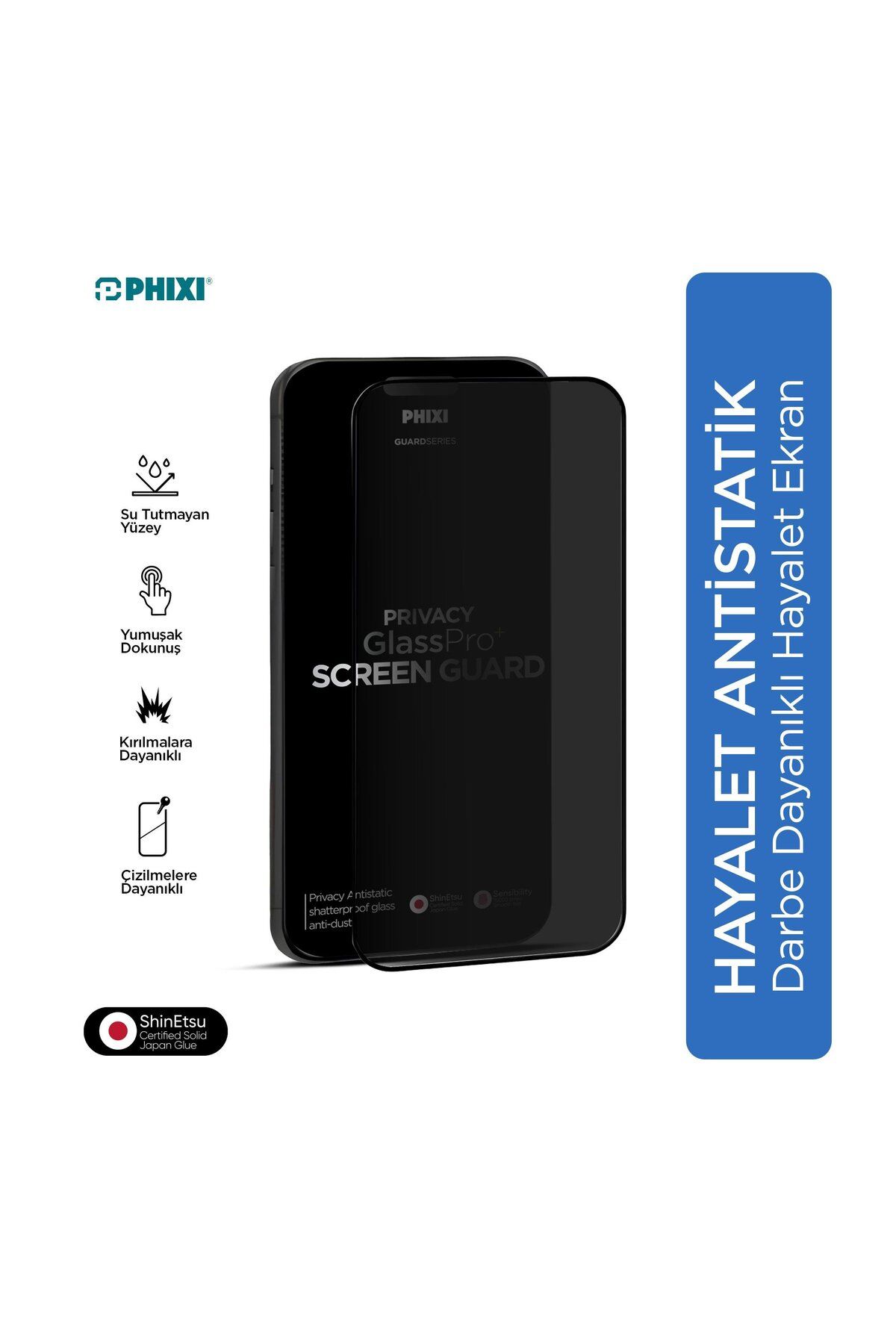 Phixi Premium Guard Hayalet Cam Ekran Koruyucu – iPhone 16 Pro Max Uyumlu | Antistatik, Su Tutmaz, T