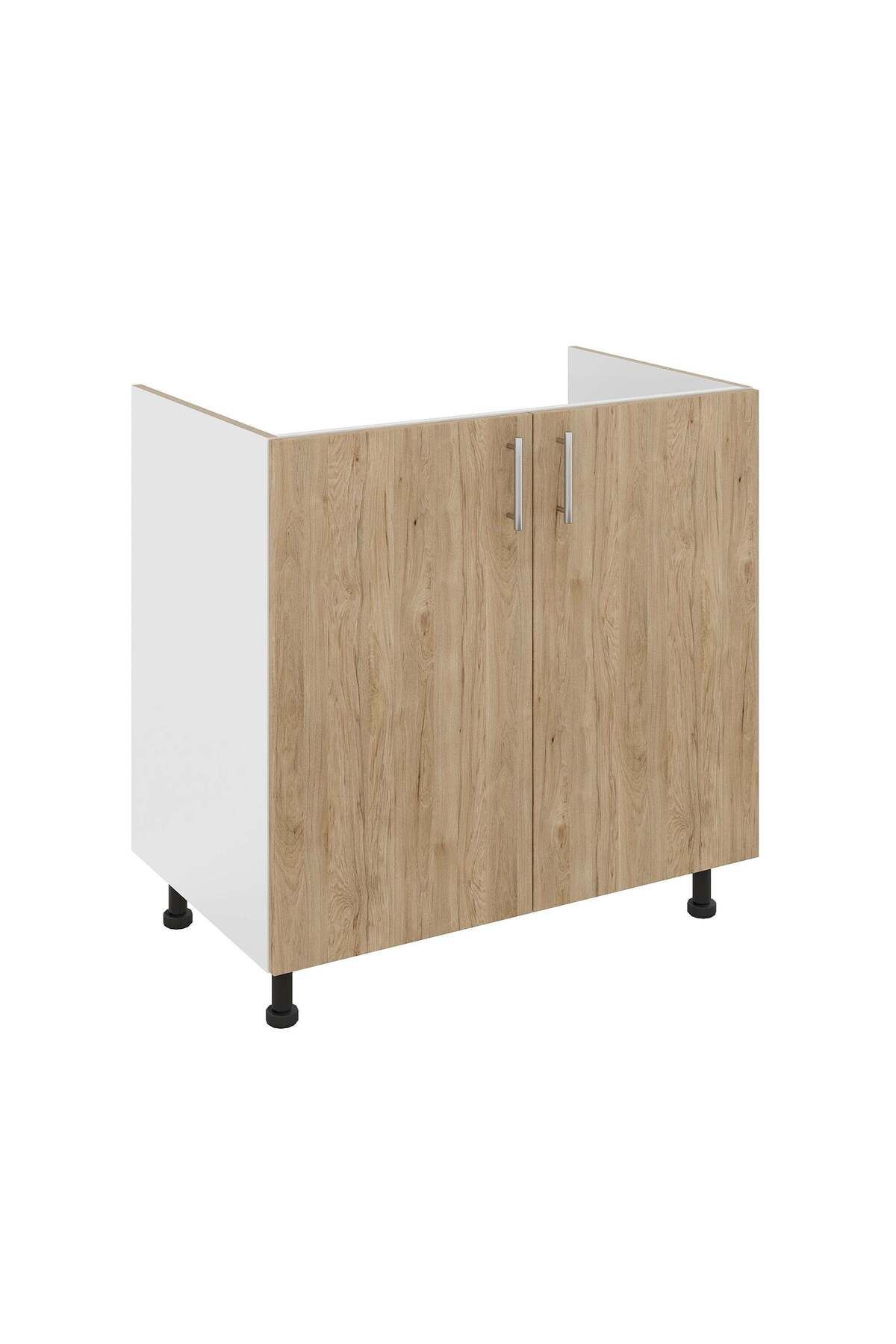 haaus.ro Corp Masca Chiuveta Haaus Karo, 2 Usi, Lemn Natural/alb, 80 X 50 X 80 Cm - One Size