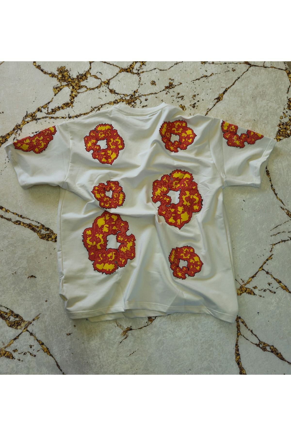 Labrion Alev Baskılı Pamuk Dokulu Ovarsize Unisex T-Shirt