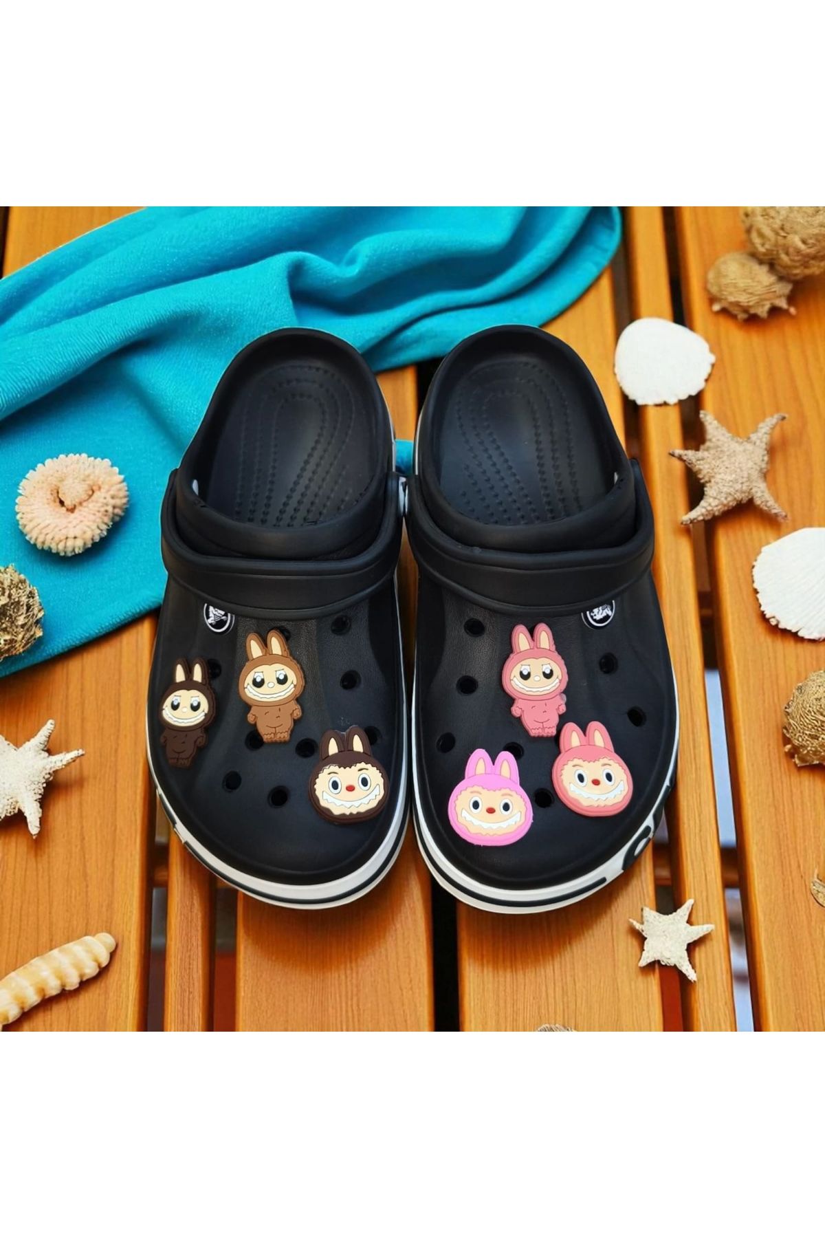 CA COLOURS ACCESSORİES I LOVE ACCESSORİES Terlik Süsü Jibbitz Charm Labubu Emojili 6'lı set