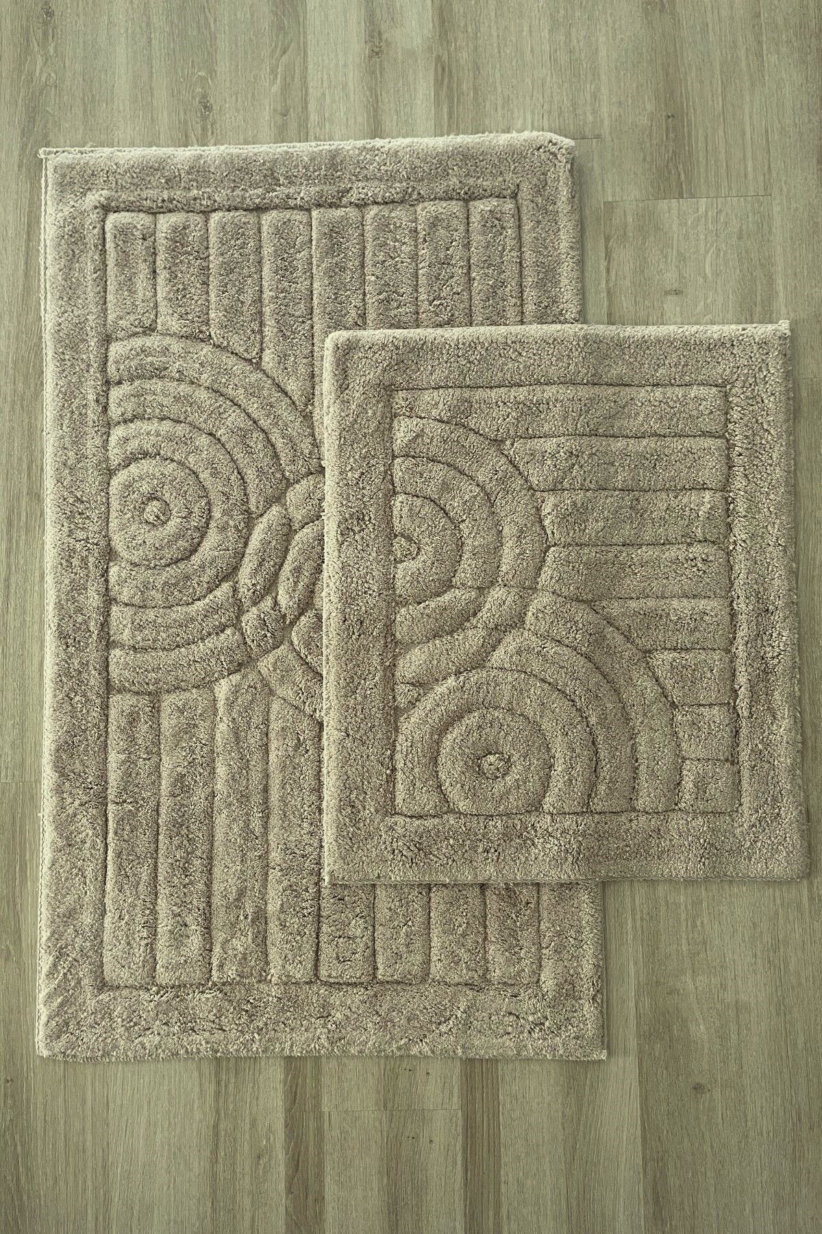 Zeria Home Pamuk Tafting Su Emici Yumuşak Dokulu Banyo Paspas Seti, Banyo Halısı 2 Li Set 60x100 - 50x60