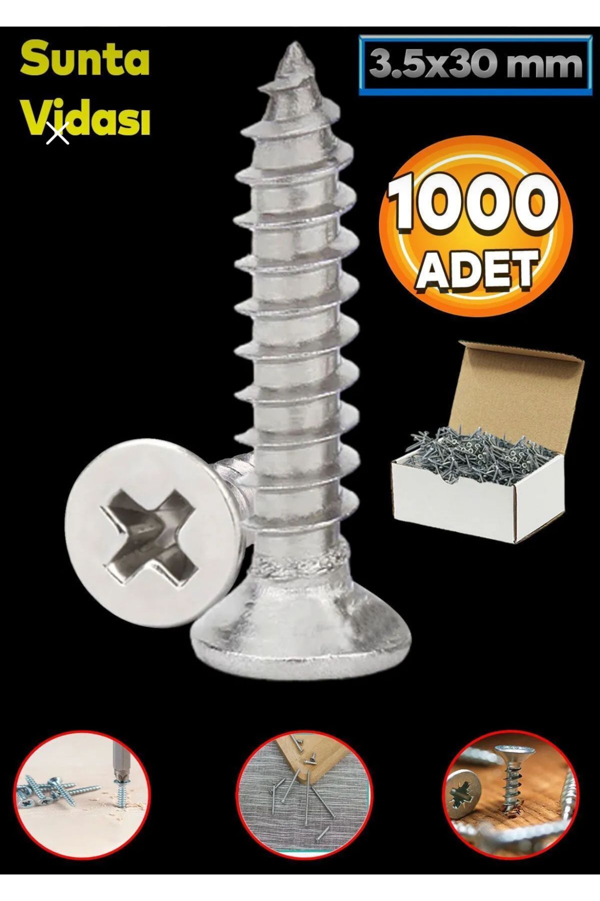 Std 3.5x30 mm Ahşap Sunta Vidası (1000 Adet)