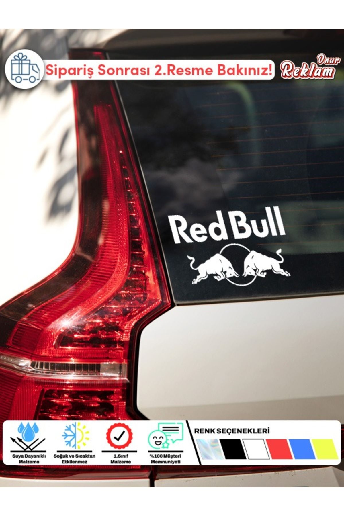 Onur Reklam Red Bull Logolu Araç Sticker – Spor Temalı, Suya Dayanıklı 15x22 cm