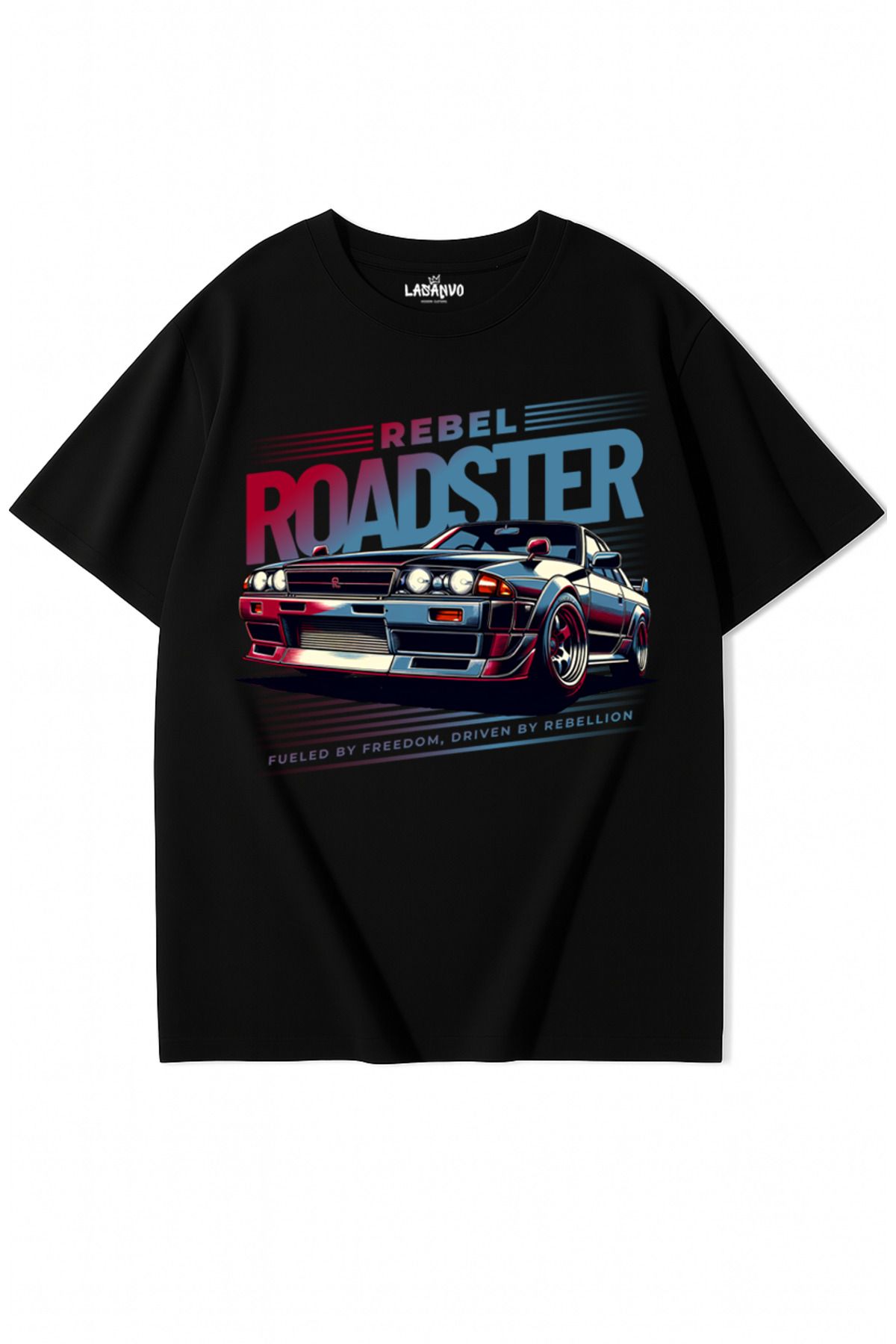 Lasanvo Unisex Oversize Rebel Roadster Araba Temalı T-shirt
