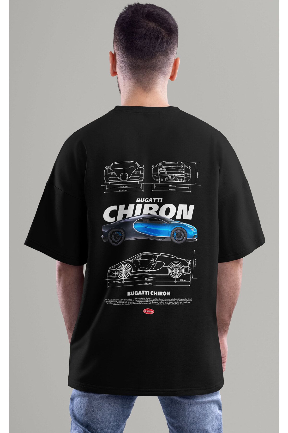 ELFAMİ Unisex Erkek/Kadın CHIRON Renkli Özel Baskılı Oversize Pamuklu Bisiklet Yaka T-Shirt Tişört
