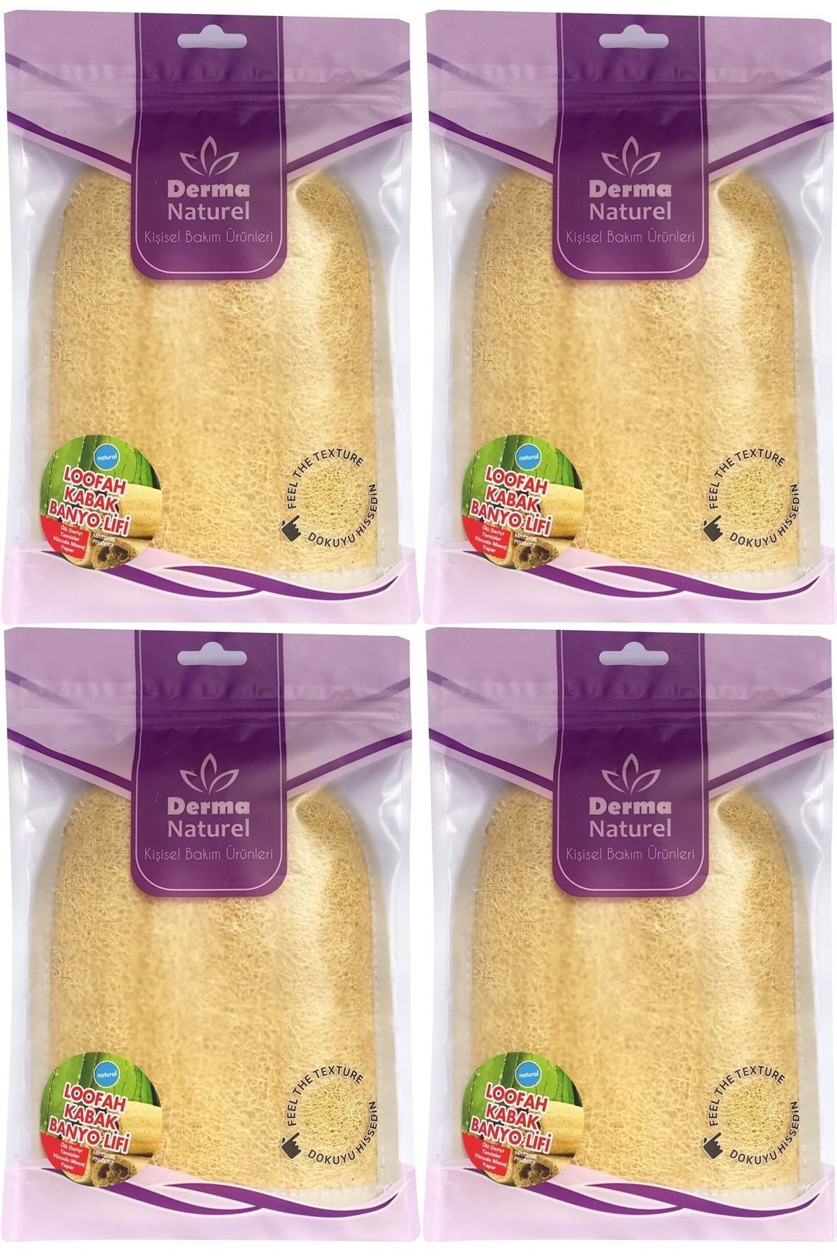Derma Naturel Loofah Kabak Havlu Banyo Eldiveni (15*24CM) MS-11 (4 Lü Set)