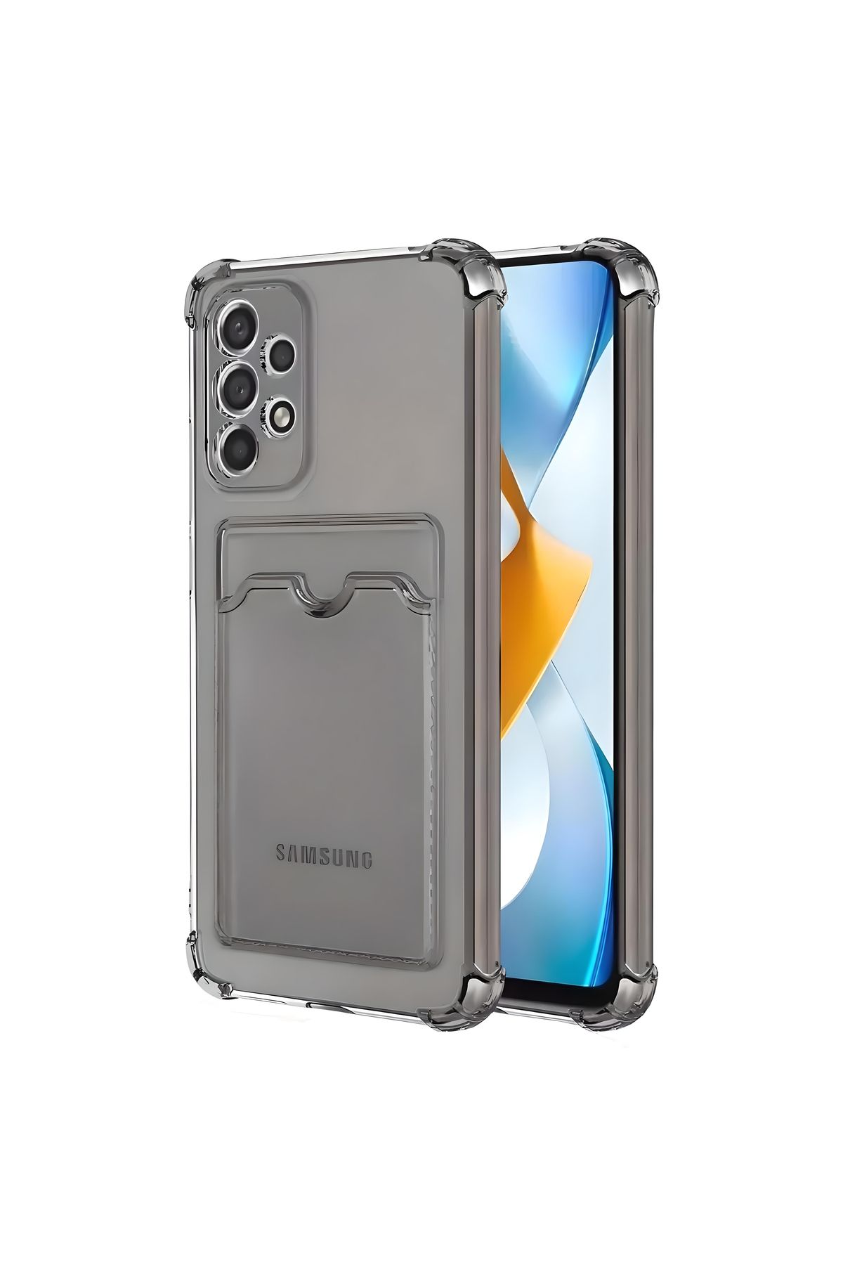 Ehr. Samsung Galaxy A72 Uyumlu Kamera Korumalı Kartlıklı Köşeleri Airbag Tasarımlı Darbe Önleyici Şeffaf
