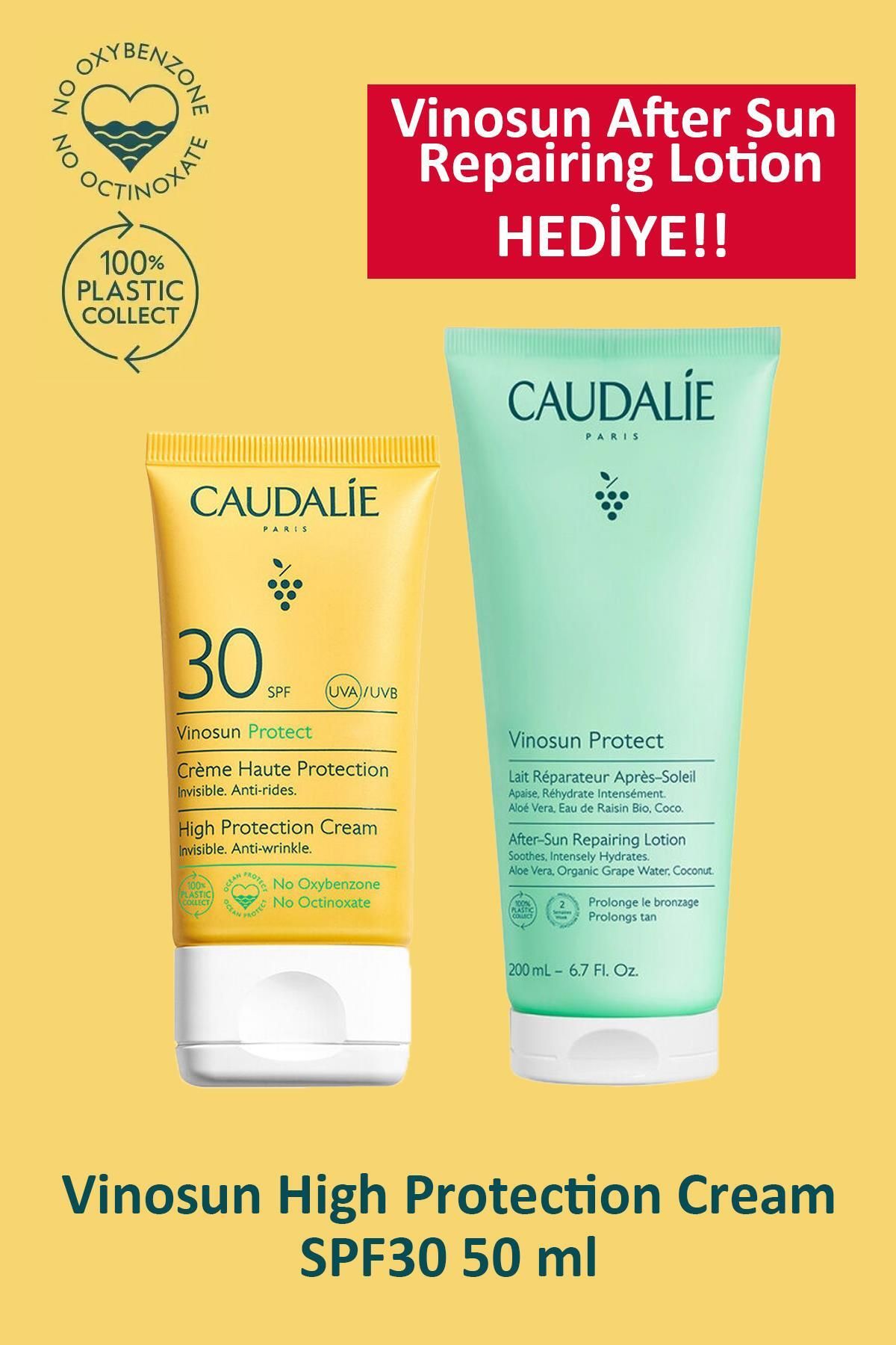 Caudalie Vinosun High Protection Cream SPF30 50 ml + Caudalie Vinosun After Sun Repairing Lotion 200