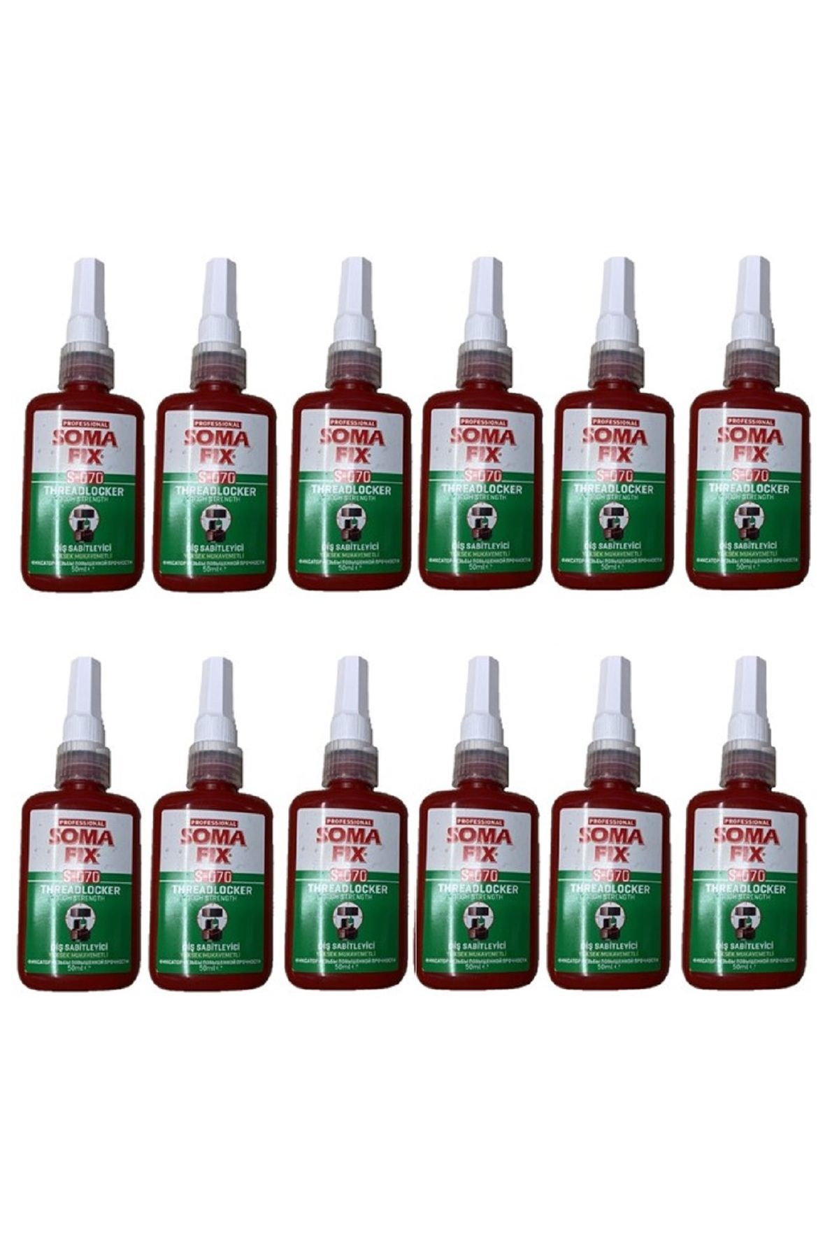 Somafix 12 Adet Somafix 50 ml Civata Diş Sabitleyici Yüksek Mukavemetli Sökülemez S070