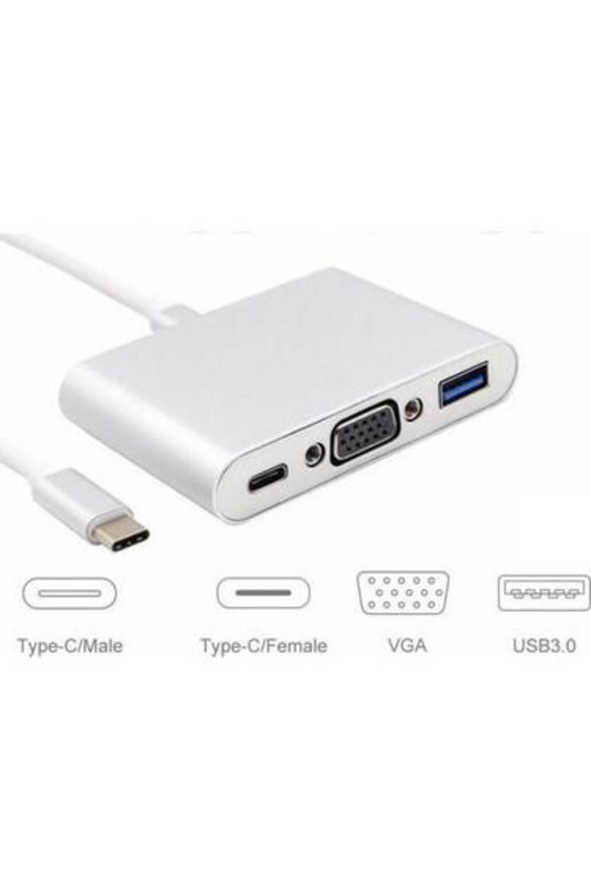 Mykablo USB 3.1 Type-C Giriş - VGA+USB3.0+Type-C Çevirici