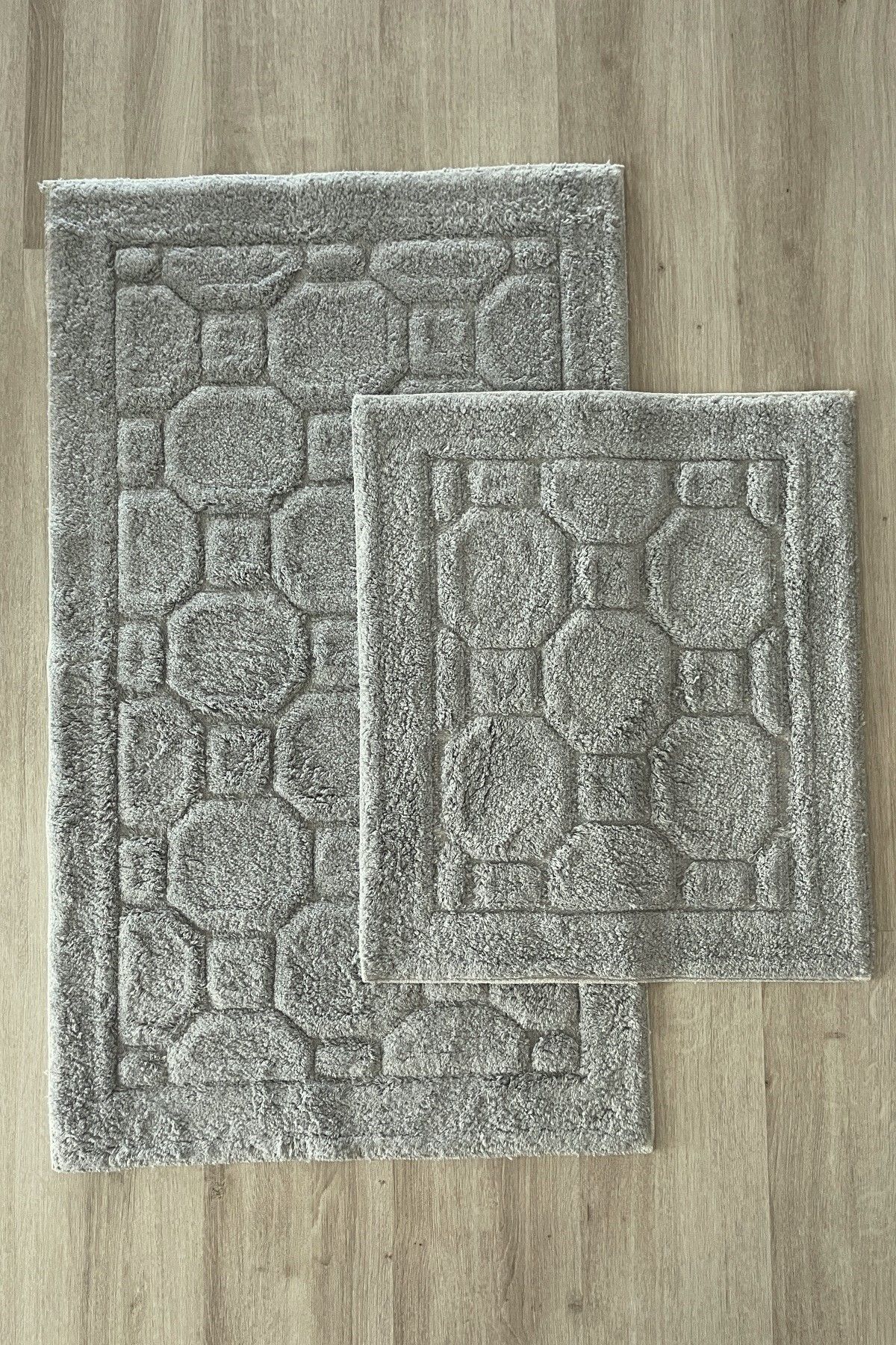 Zeria Home Pamuk Tafting Su Emici Yumuşak Dokulu Banyo Paspas Seti, Banyo Halısı 2 Li Set 60x100 - 50x60