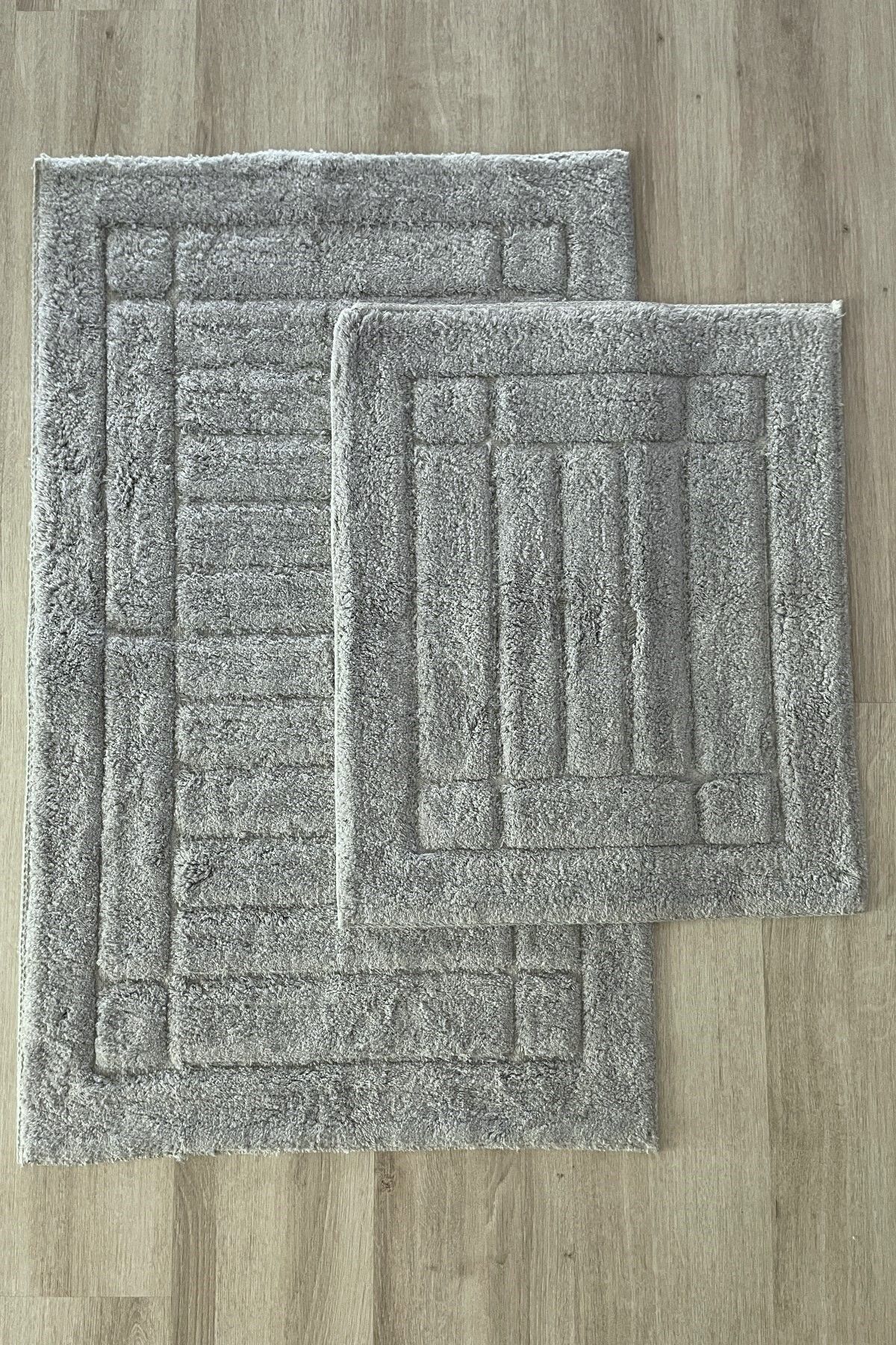 Zeria Home Pamuk Tafting Su Emici Yumuşak Dokulu Banyo Paspas Seti, Banyo Halısı 2 Li Set 60x100 - 50x60