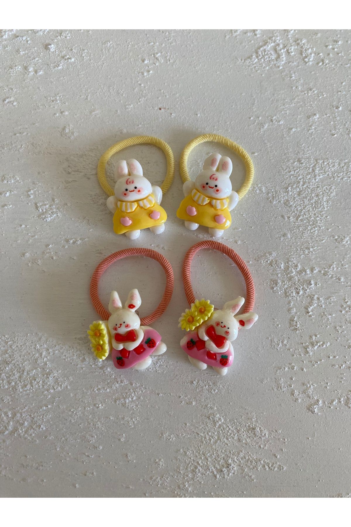 Little Sparkle Co. Kız Bebek İkonik Tavşan Figürlü Lastik Toka Seti 2 Çift