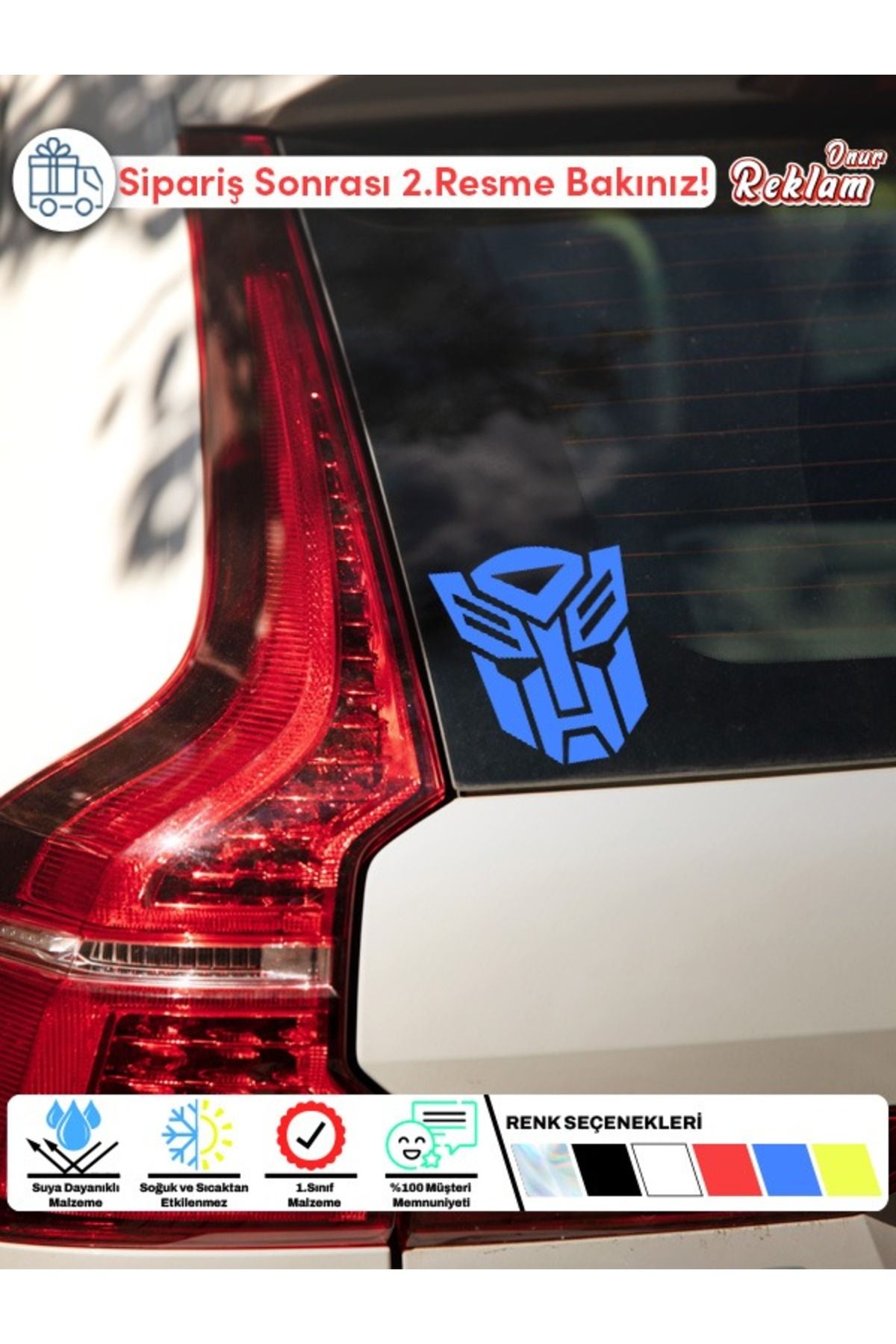 Onur Reklam Transformers Autobot Logolu Araç Sticker – 15x22 cm, Suya Dayanıklı