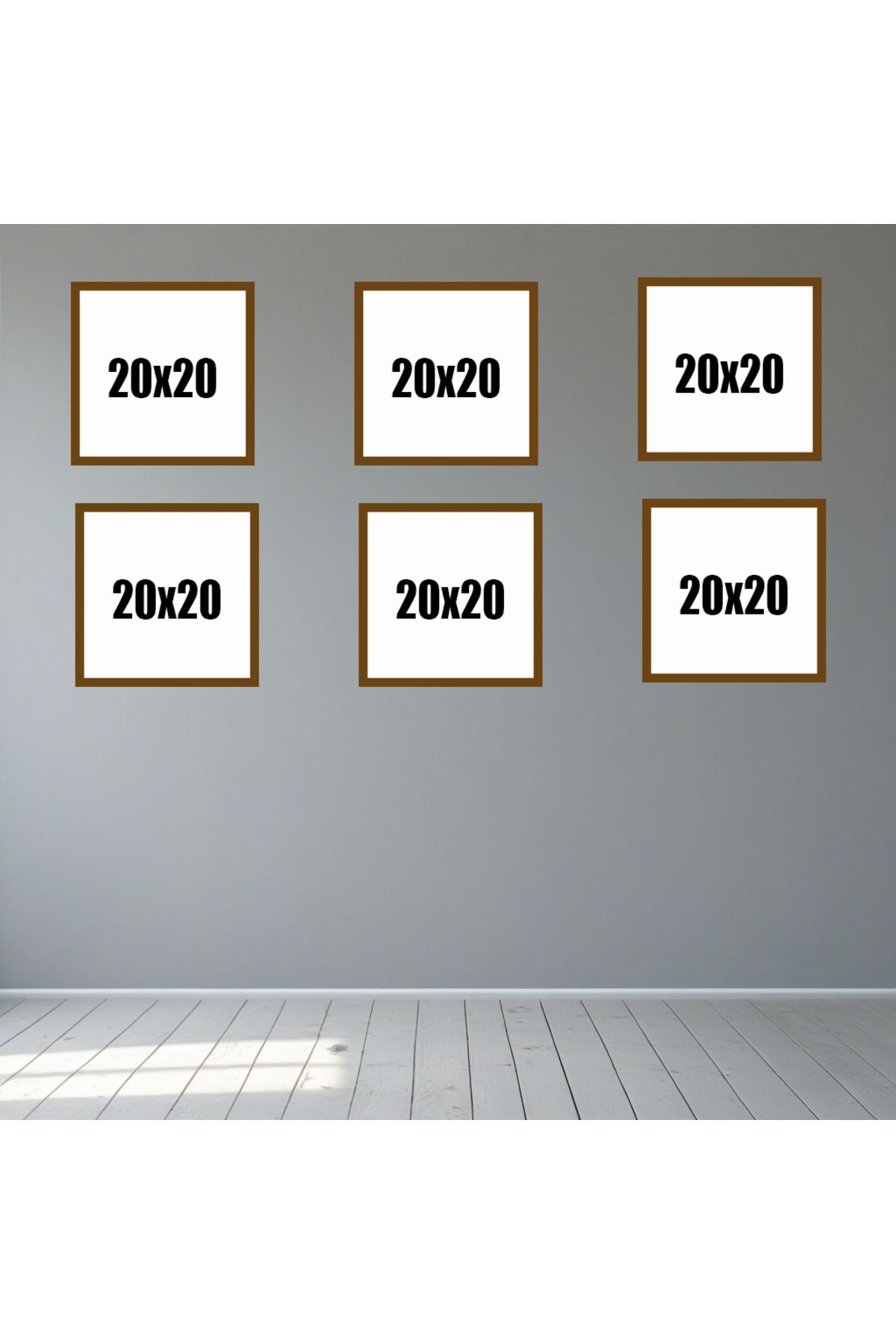 Tooall 20x20 Kahverengi Boş Çerçeve Seti – 6’lı & 9’lu Kare Duvar Dekor Çerçevesi