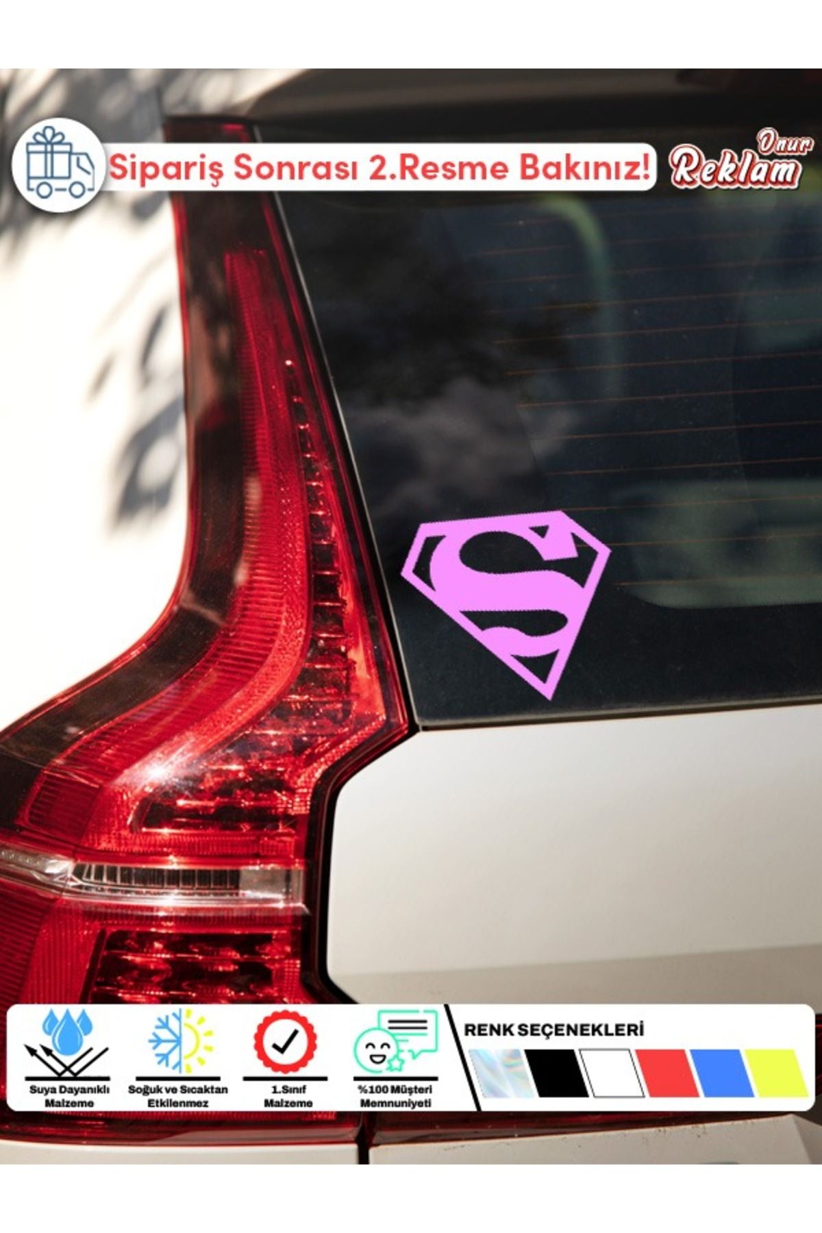 Onur Reklam Superman Logolu Araç Sticker – 15x22 cm Suya Dayanıklı Etiket