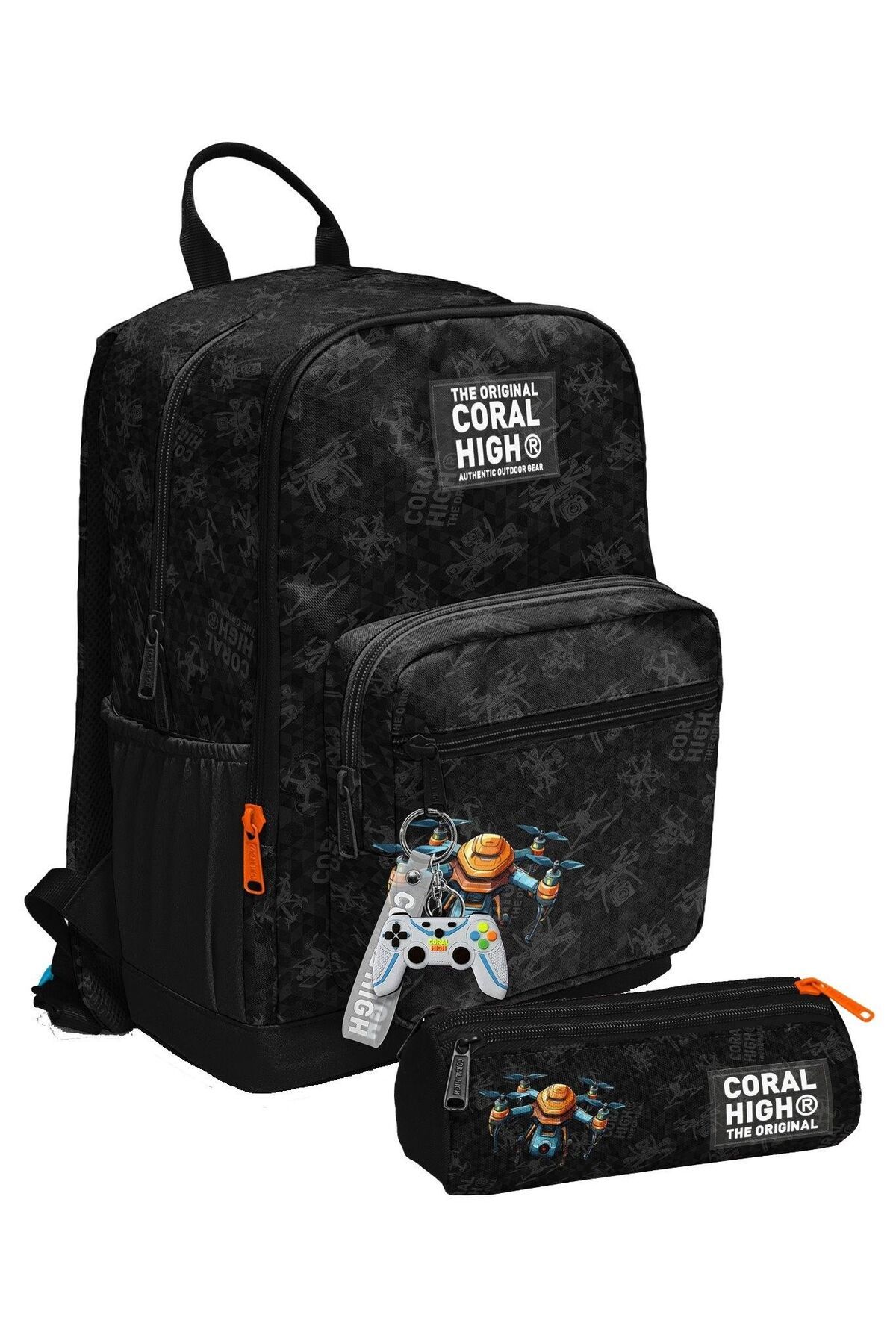 Coral High Erkek Çocuk Sırt Çantası ve Kalemlik Seti - Drone Pilotu Siyah - İlkokul