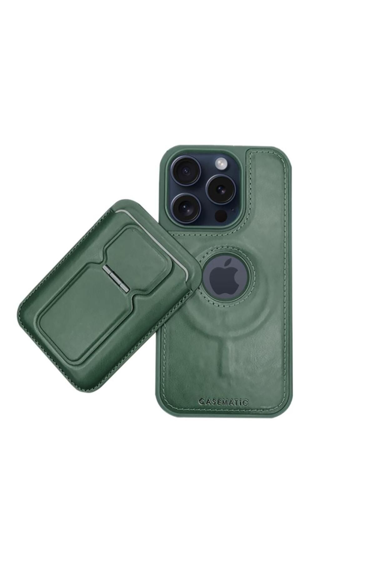 DESİNGSHOP Magnetic Luxury Case + Mıknatıslı Cüzdan Samsung Galaxy S24 Yeşil
