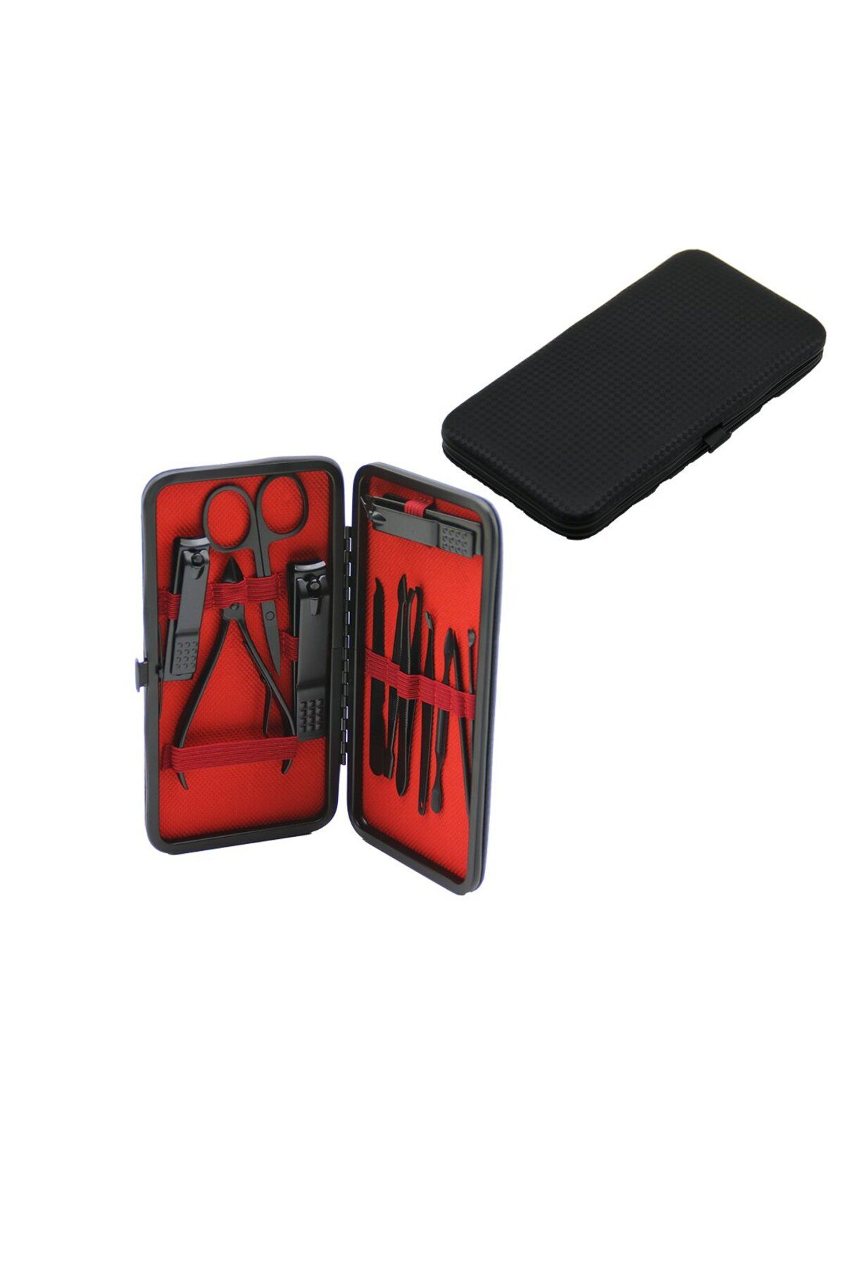 Mena Rise BlackShop 12 PCS - SİYAH MANİKÜR - PEDİKÜR SETİ SİYAH - CÜZDAN MODELİ ÇANTALI 1064272