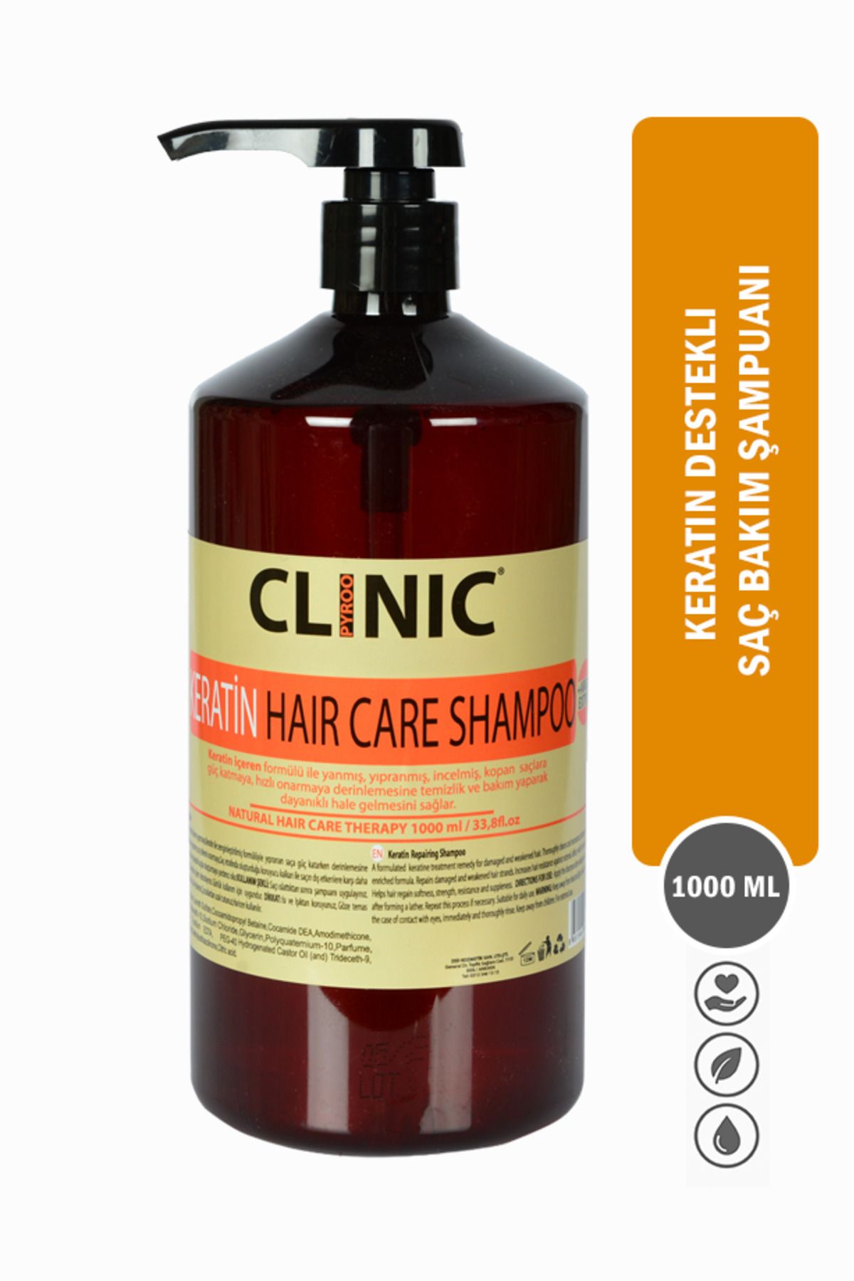 CLINIC PYROO Keratin Destekli Saç Bakım Şampuanı - 1000 ml