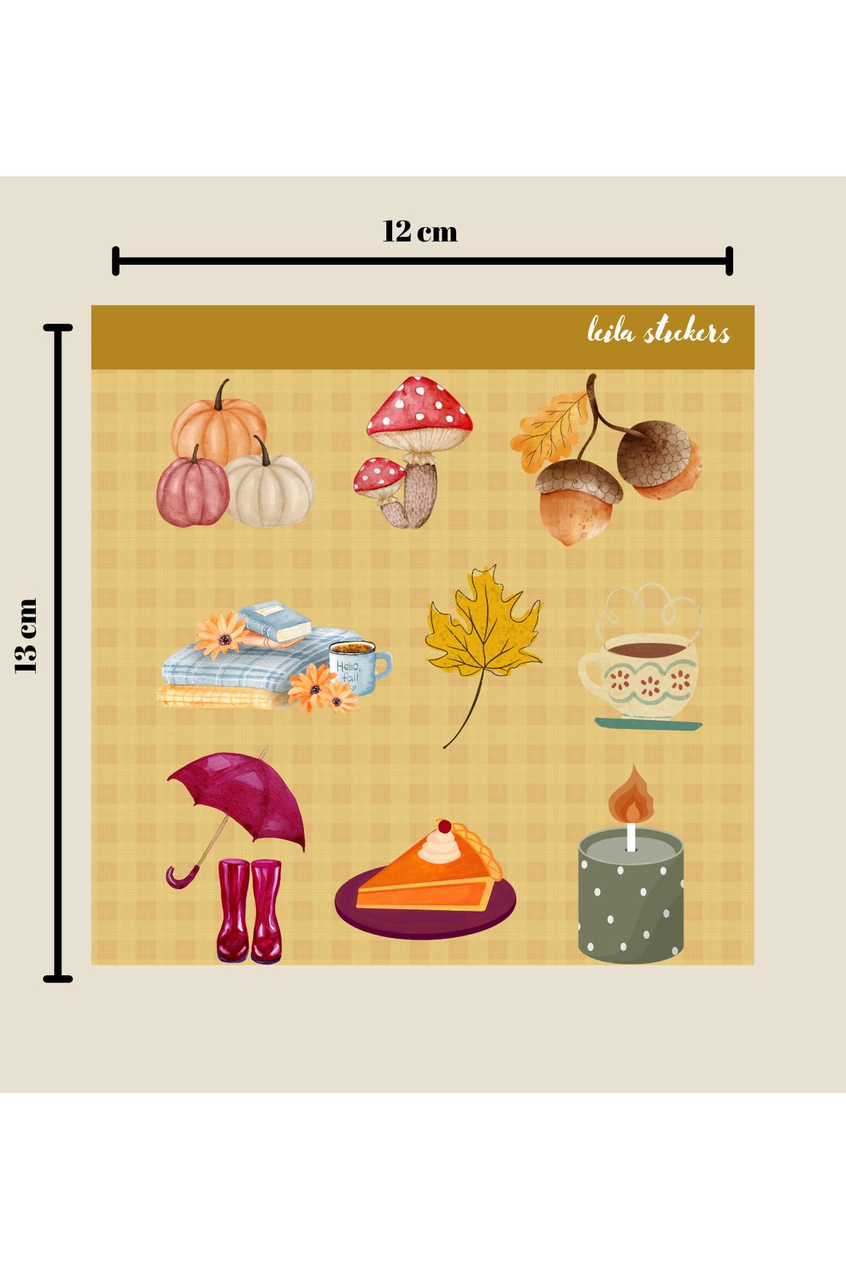 Leila Sonbahar Temalı Sticker Sayfası | Bullet Journal & Ajanda Etiketleri – 12x13 cm
