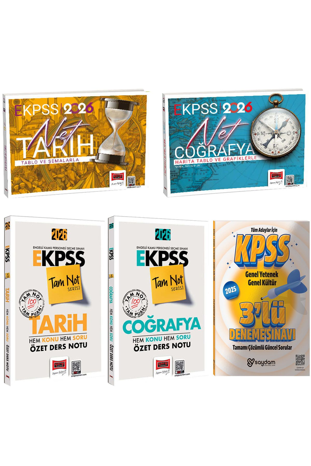 Yargı Yayınları 2026 E-KPSS Tam Not Serisi Tarih-Coğrafya Özet Ders Notu-Tablolarla Net Tarih-Coğrafya-3 Deneme
