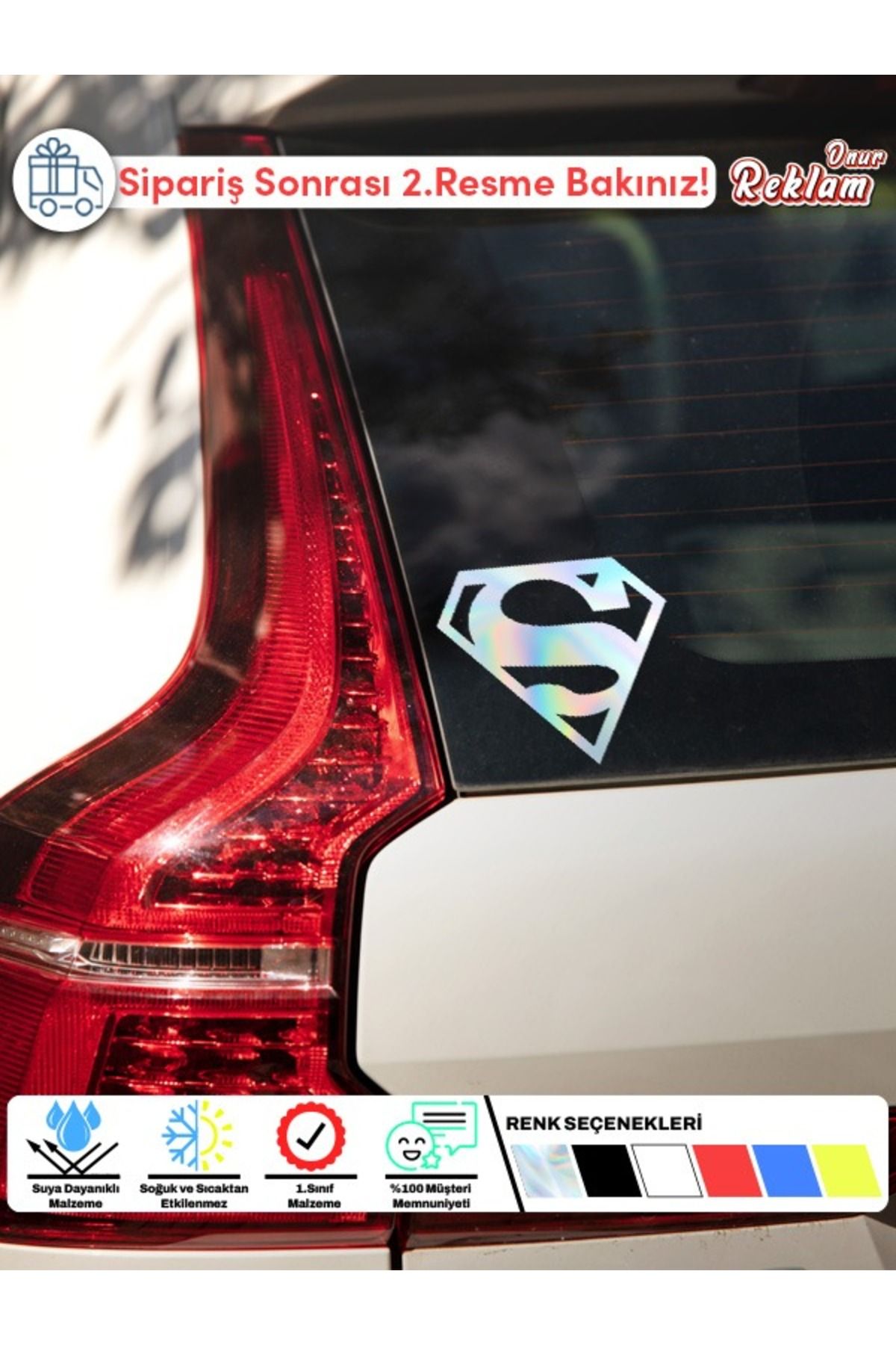 Onur Reklam Superman Logolu Araç Sticker – 15x22 cm Suya Dayanıklı Etiket