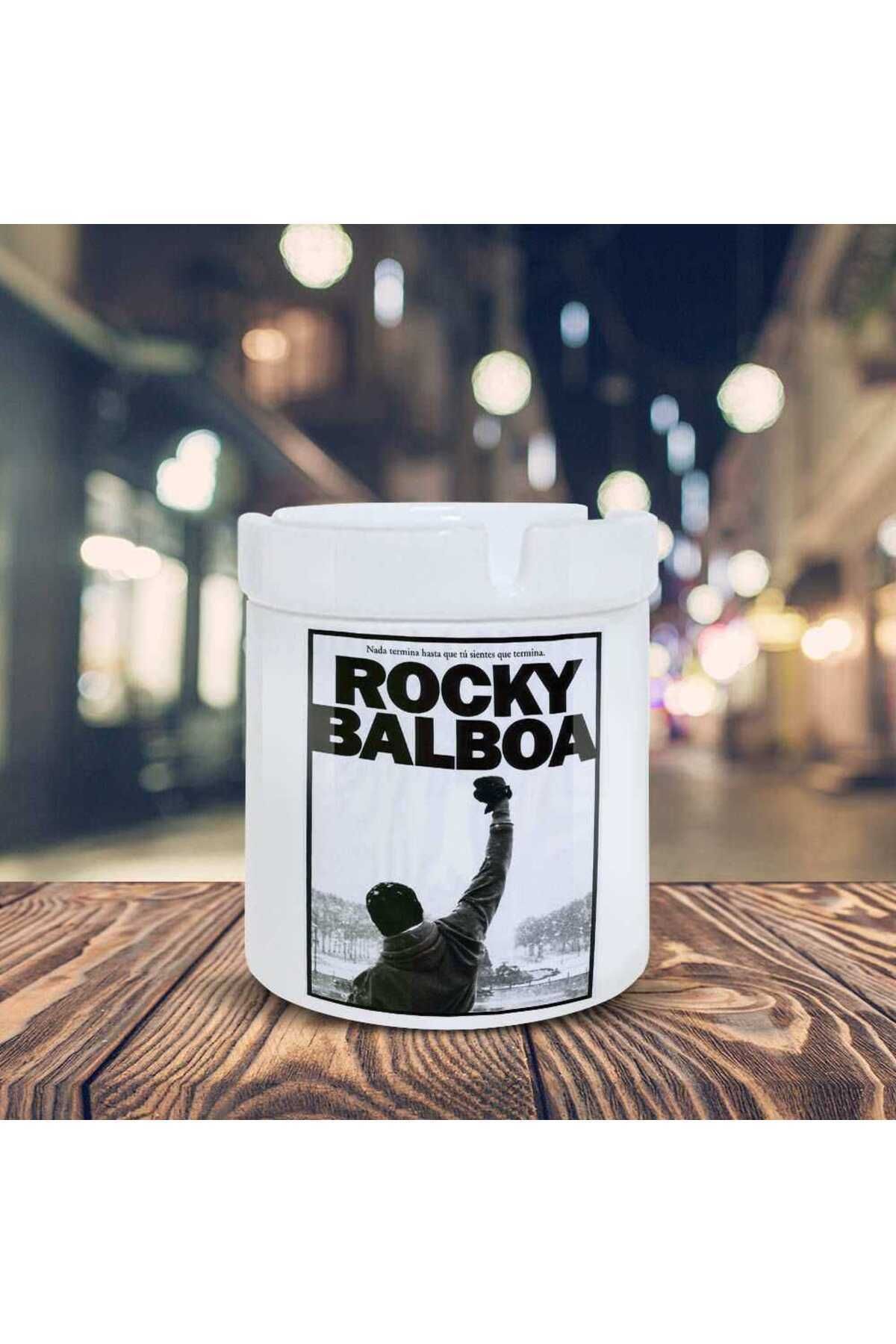 BİBANAPROMOSYON Kahraman Rocky Balboa Baskılı Küllük Seramik Kül Tablası-20417