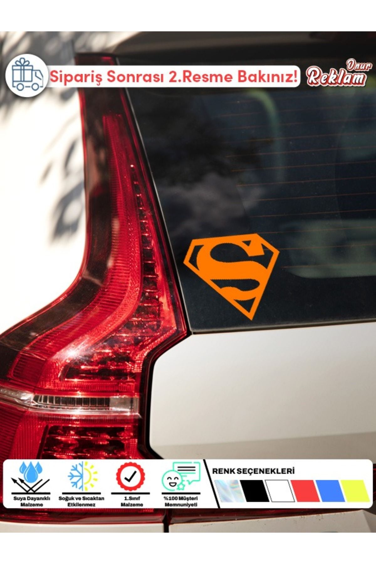 Onur Reklam Superman Logolu Araç Sticker – 15x22 cm Suya Dayanıklı Etiket