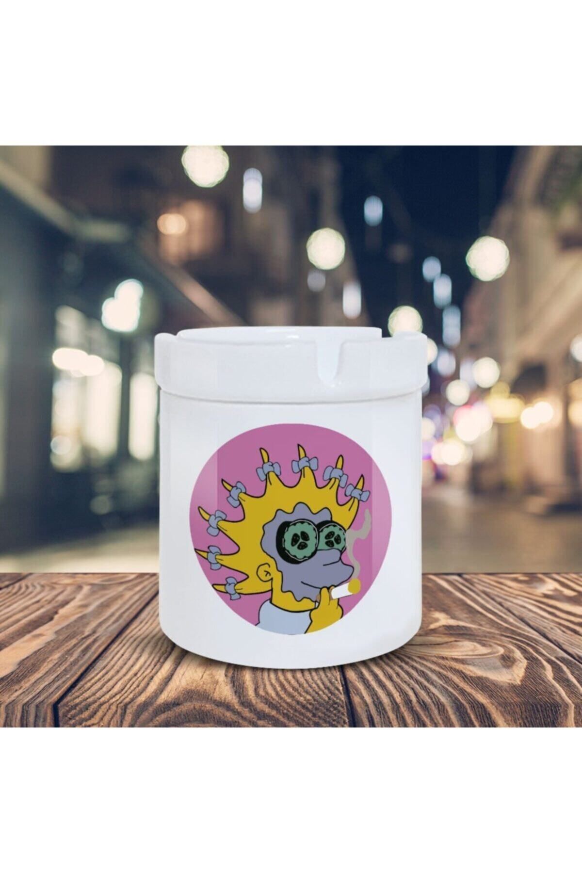 BİBANAPROMOSYON The Simpsons Küllük Maskeli Lisa Baskılı Kül Tablası Kl-213