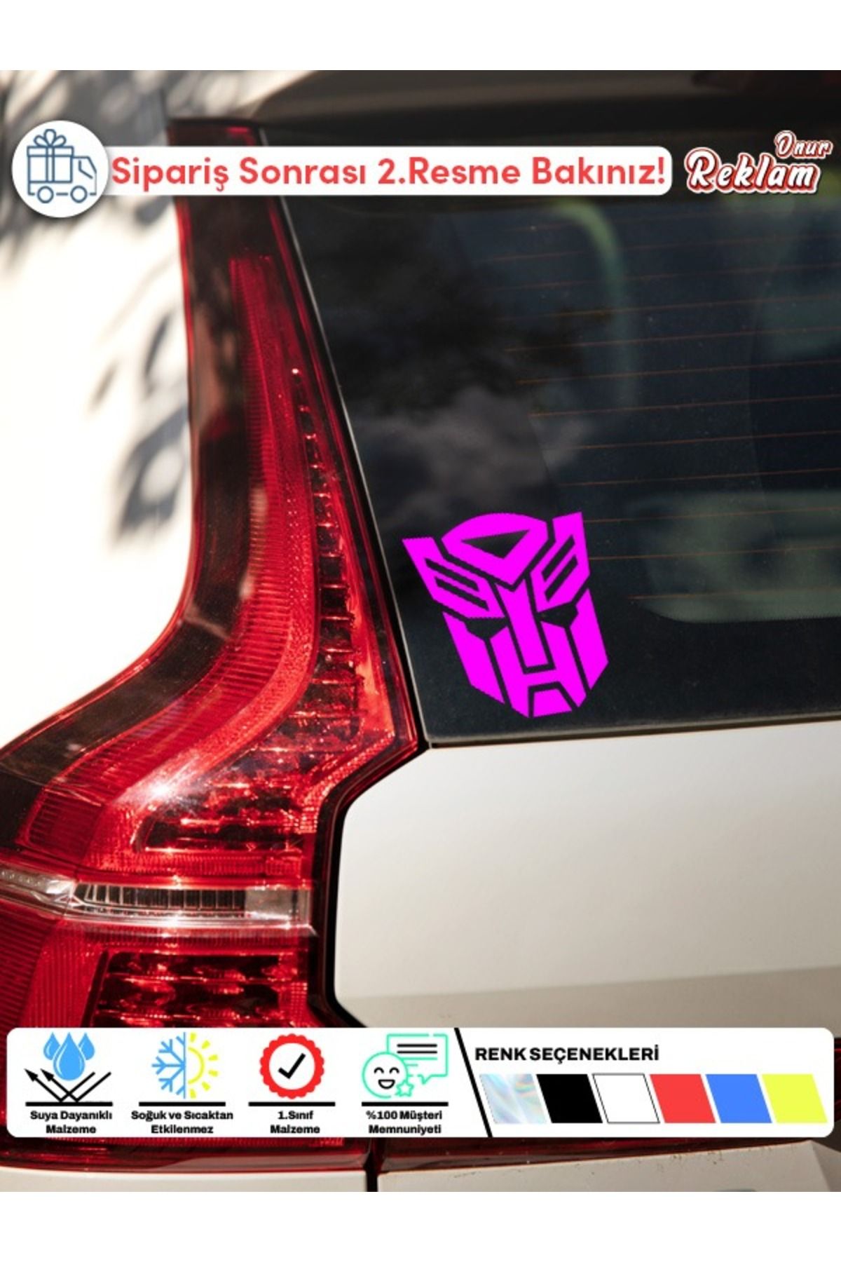 Onur Reklam Transformers Autobot Logolu Araç Sticker – 15x22 cm, Suya Dayanıklı