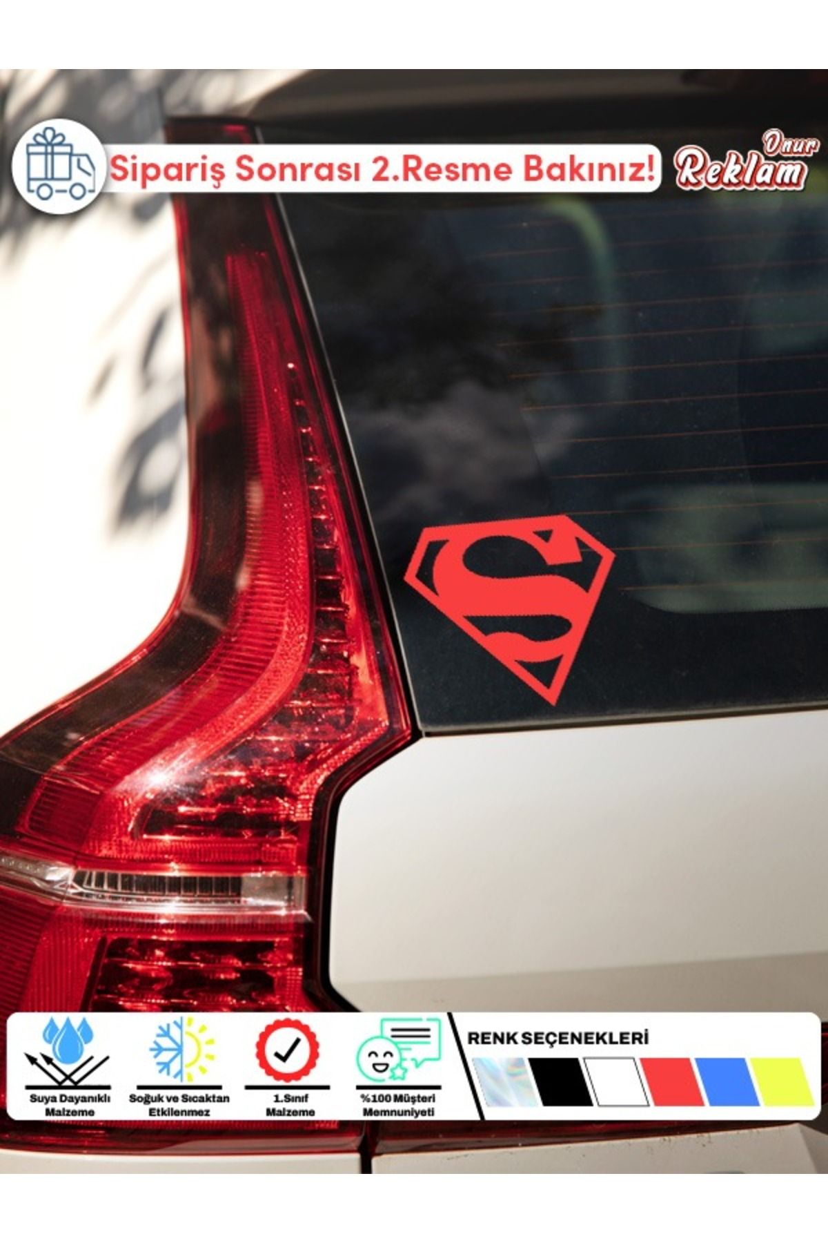 Onur Reklam Superman Logolu Araç Sticker – 15x22 cm Suya Dayanıklı Etiket