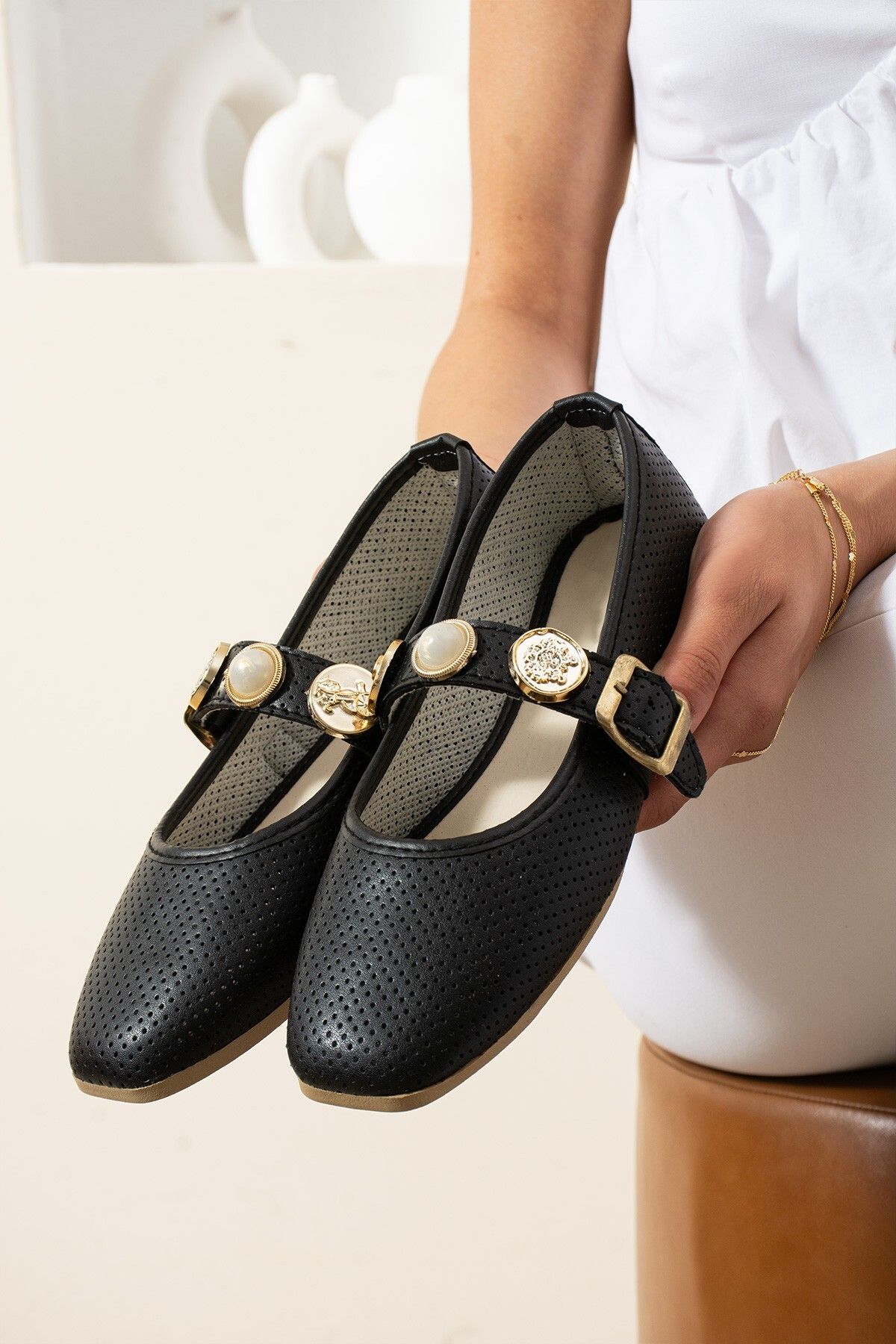 Moda Frato Modafrato ALESSA Taşlı Kadın Babet Günlük Yazlık Ayakkabı