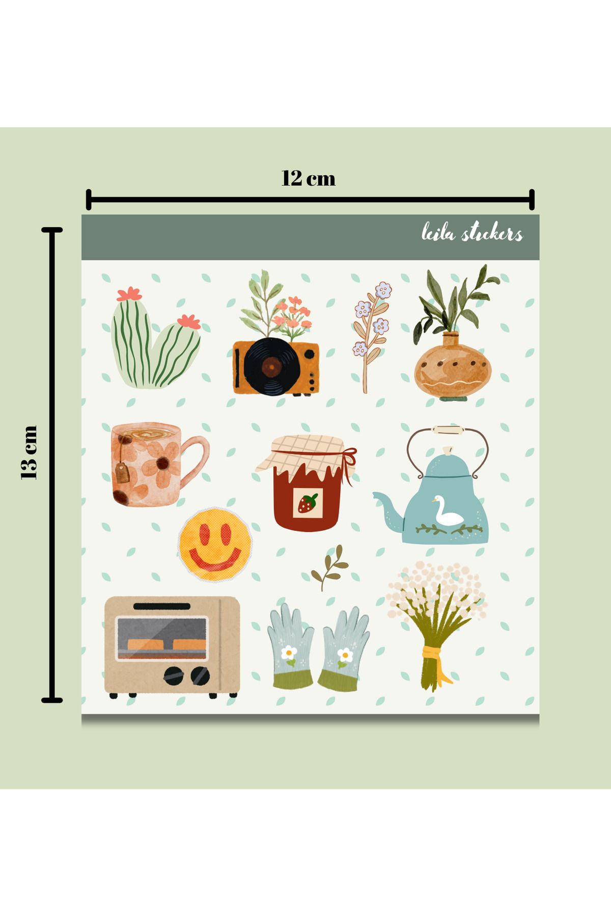 Leila Retro Temalı Sticker Sayfası | Vintage & Nostalji Tasarımları | Bullet Journal – 12x13 cm