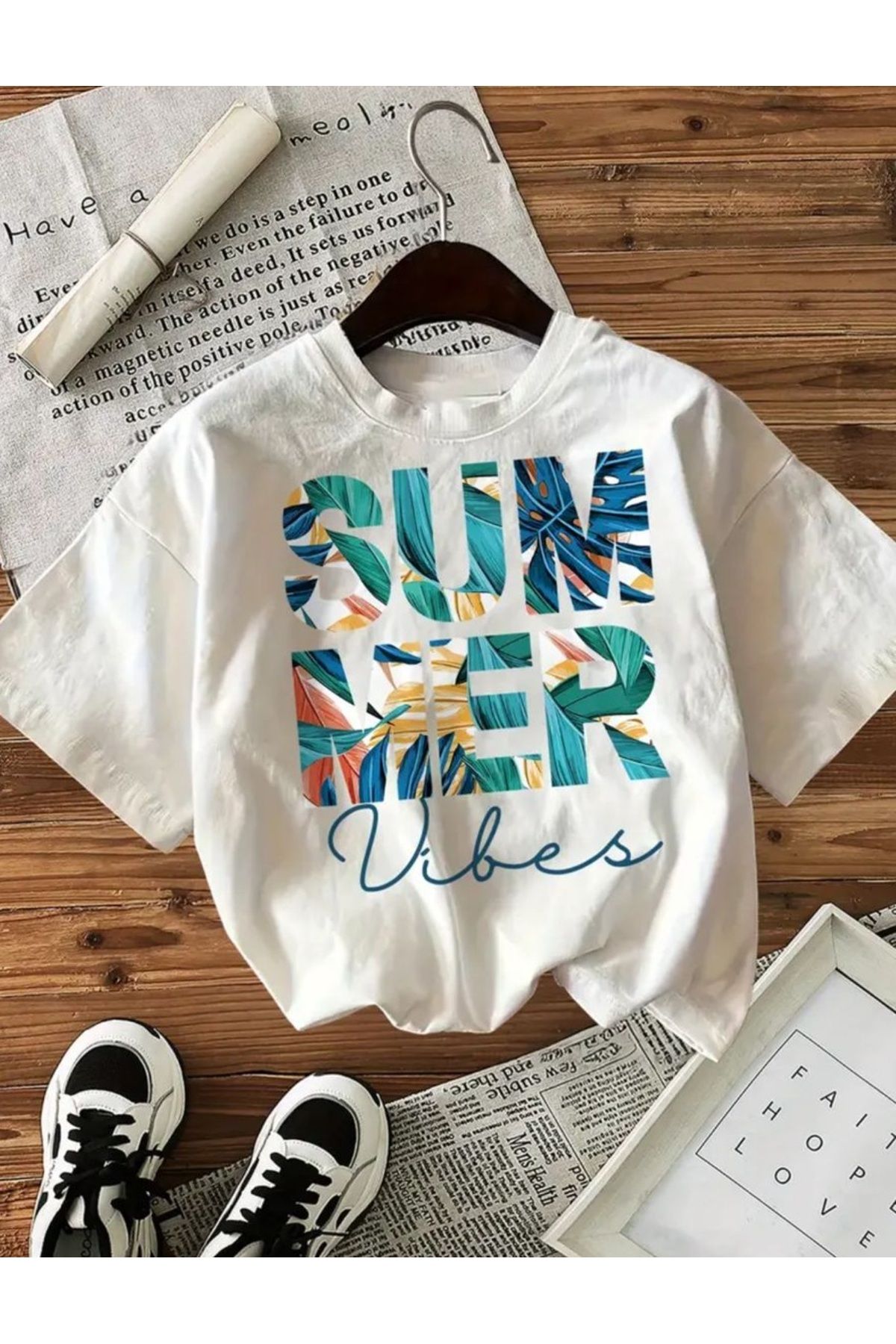 DAXİA SPORTSWEAR COMPANY ÇOCUK BEYAZ RENK SUMMER Baskılı TİŞÖRT BİSİKLET YAKA KISA KOL TSHİRT (YENİ SEZON)