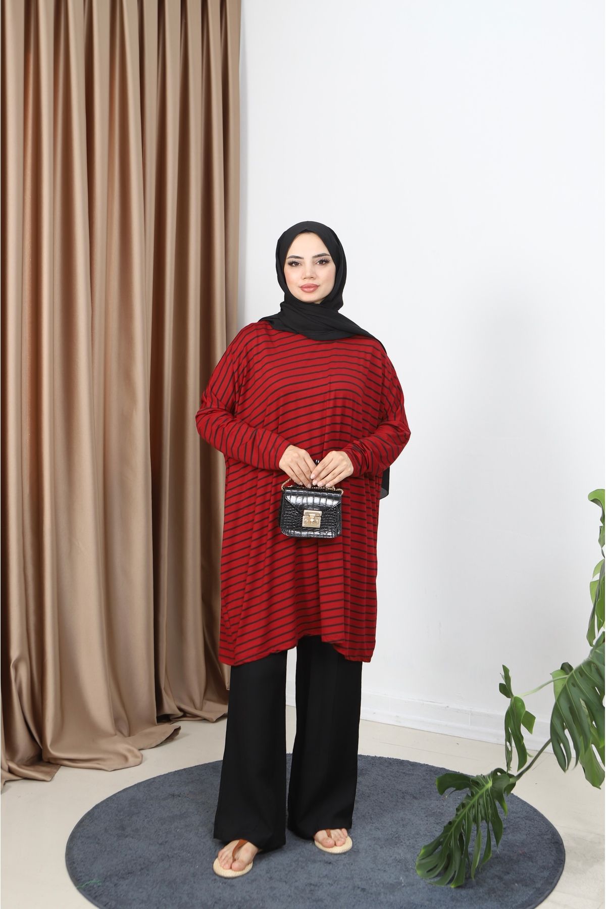 NİSUM MODA ÇİZGİLİ PENYE TUNİK