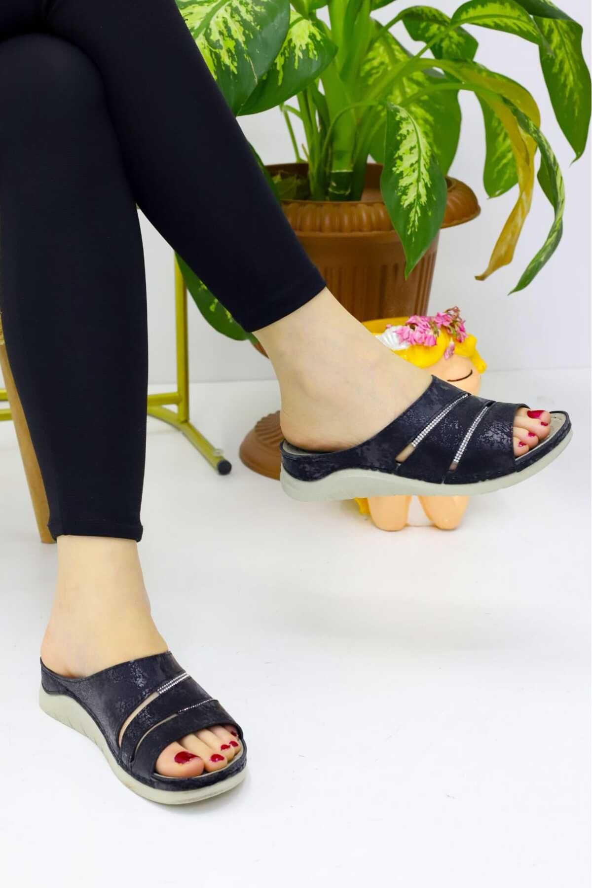Nubbock-Women's Black Orthopedic Daily Slippers Nk2044 3