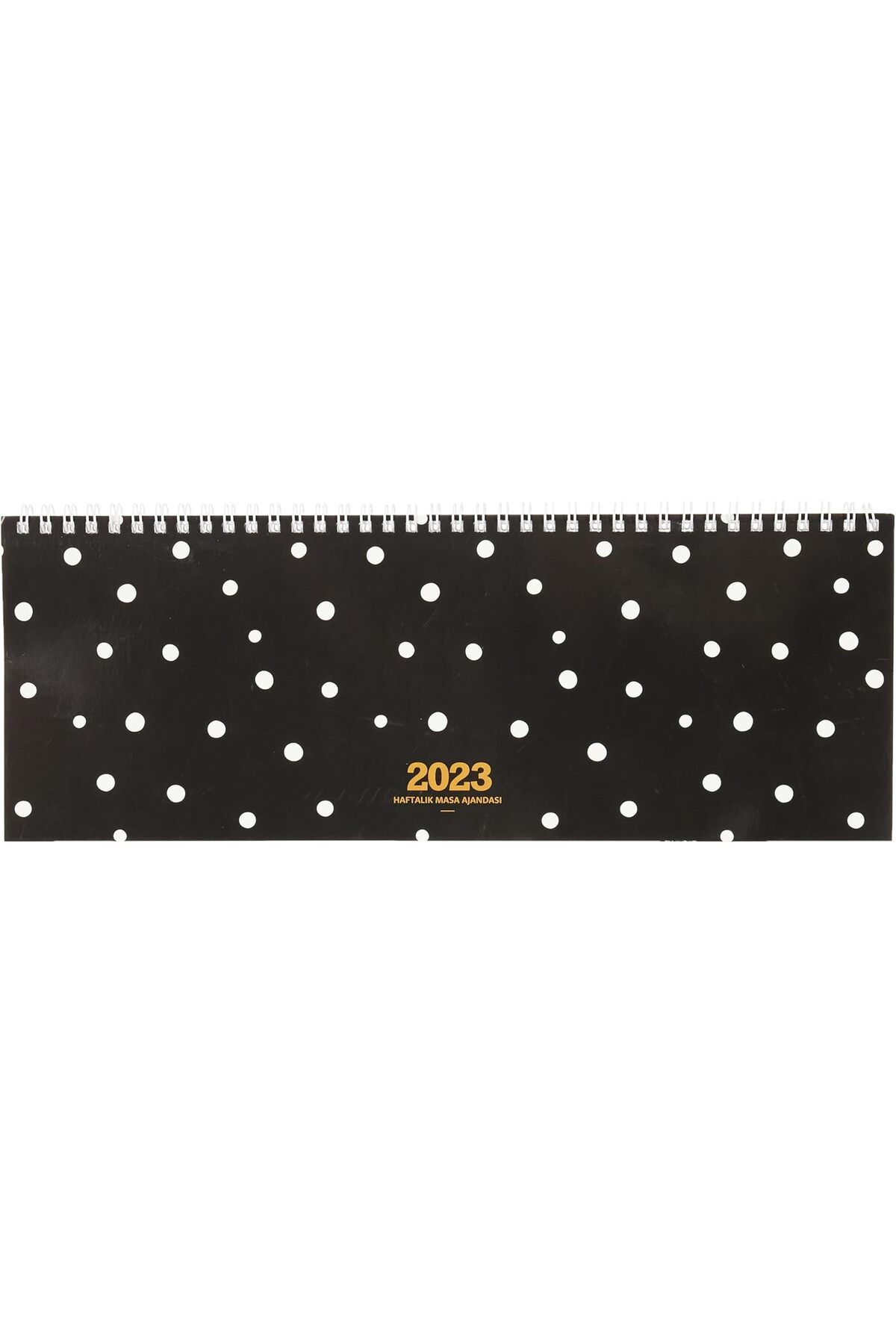 Mena Rise BlackShop Color 2023 AJ-65 12x33,5 Haftalık Masa Ajandası, Siyah Puantiye 1064272