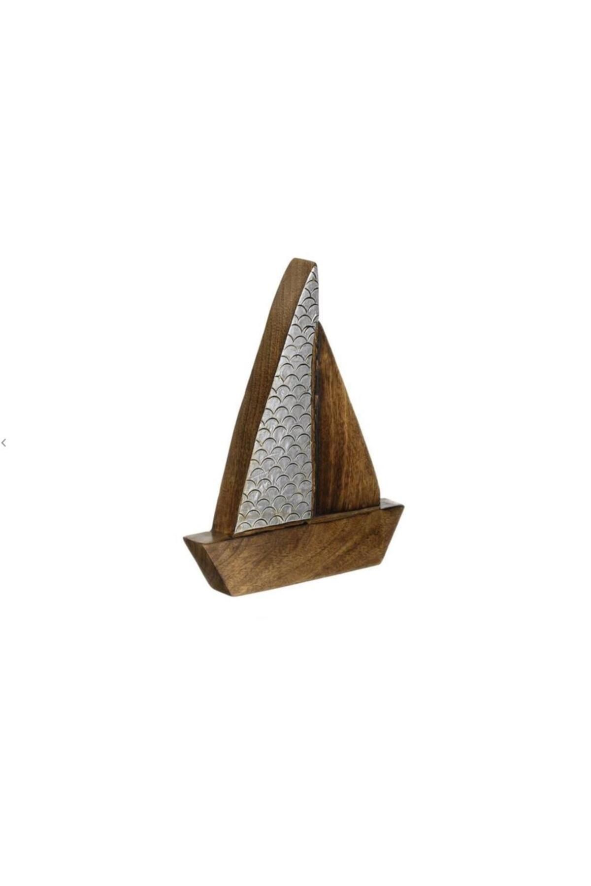 ÇIRPAN EV AHŞAP GÜMÜŞ MARİN YELKENLİ DEKOR 19X23CM