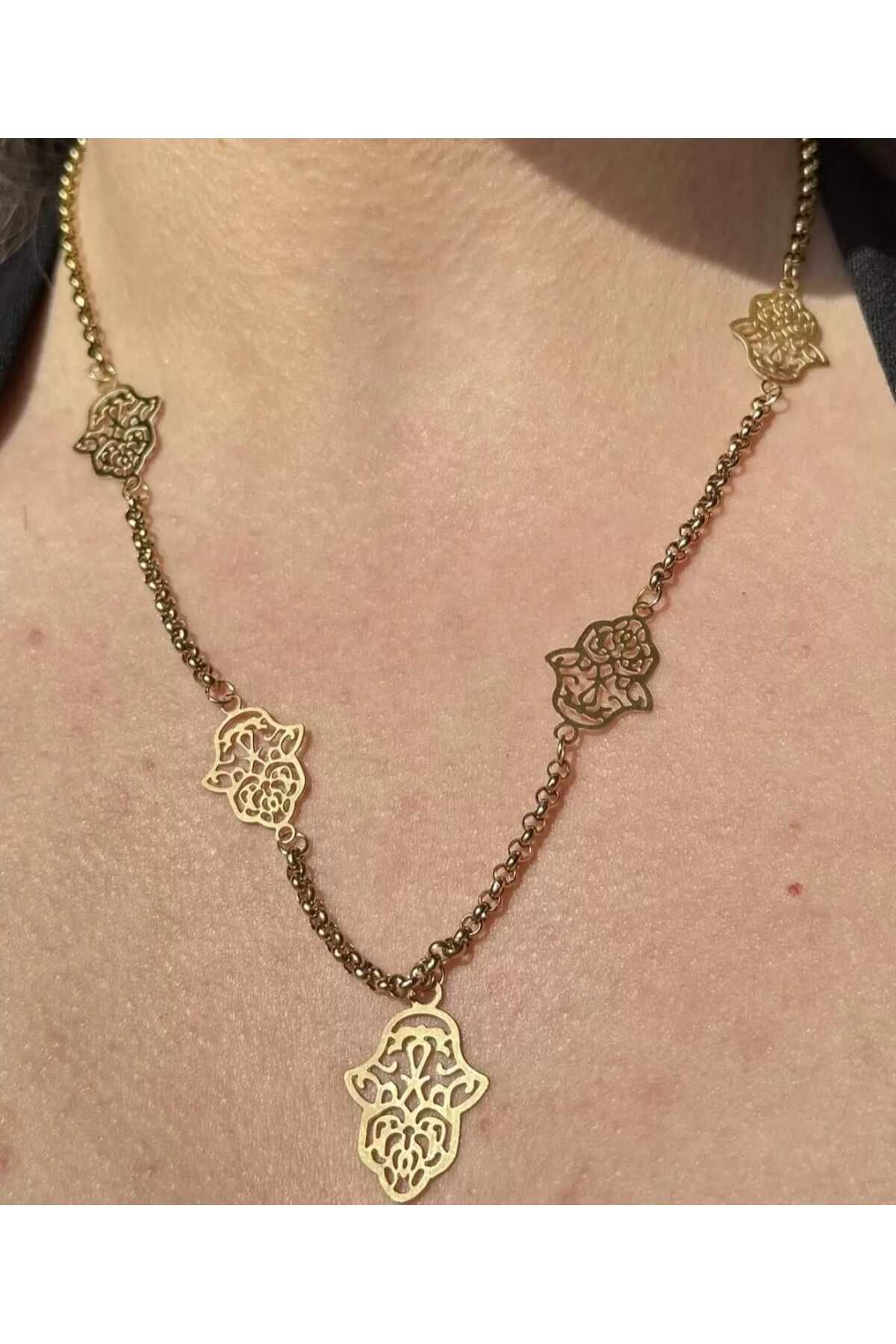 Jewerly Çelik fatma Ana eli kolye