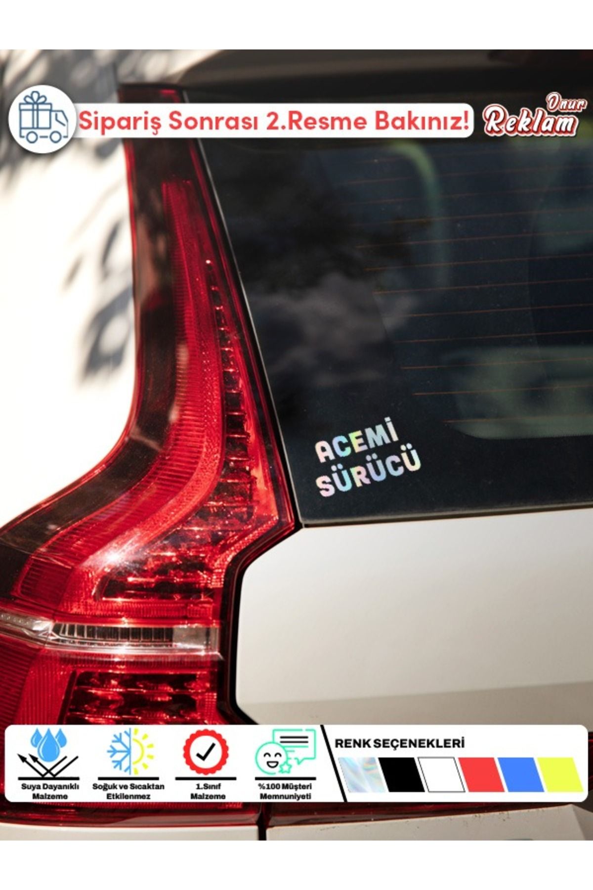 Onur Reklam Acemi Sürücü Uyarı Sticker – Suya Dayanıklı, 15x22 cm Araç Etiketi