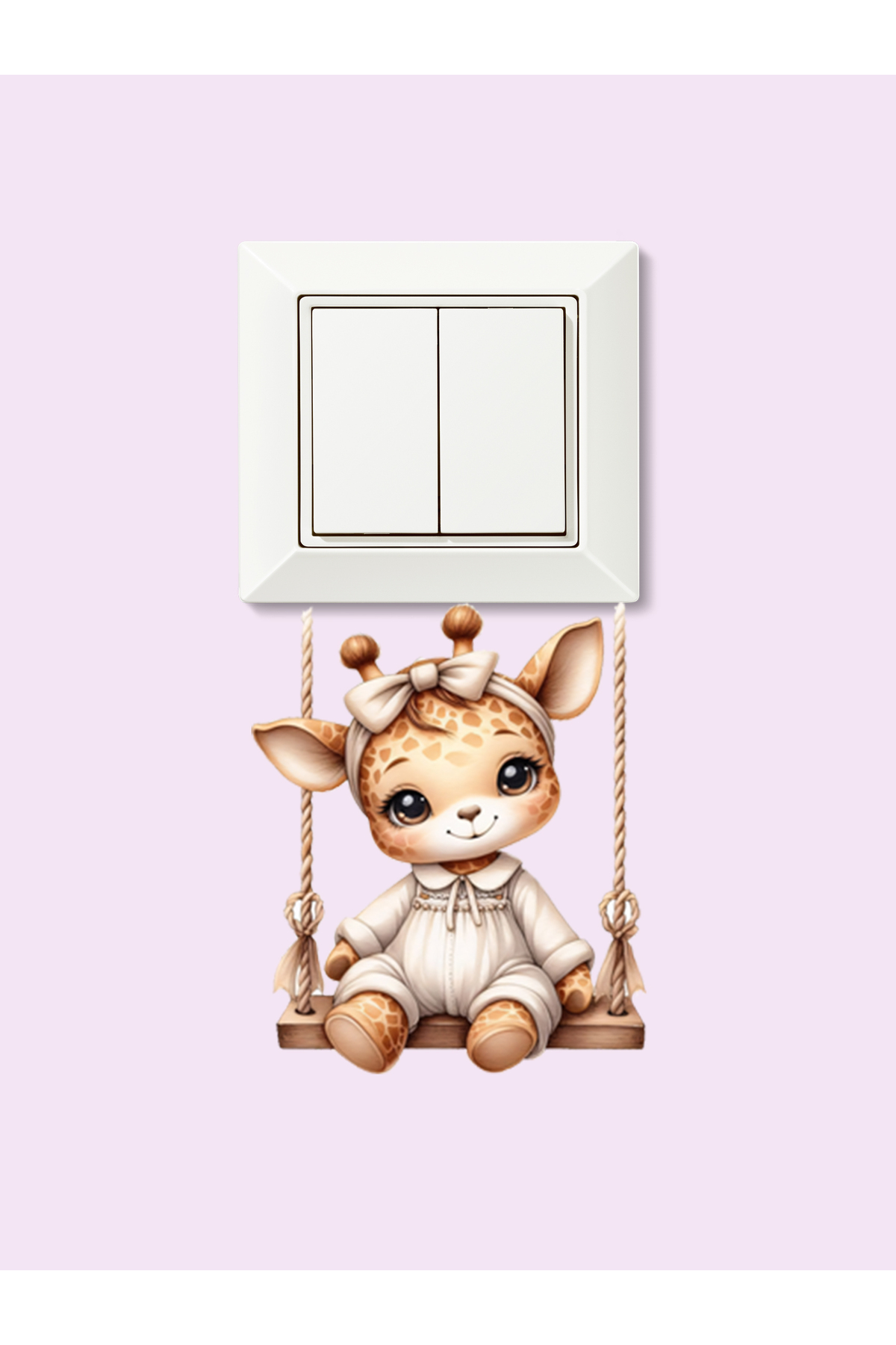 aiki Salıncakta Sallanan Bebek Zürafa, Piriz Üstü Süsleme, Sticker, 9x8cm fotoğrafı 3 (önizleme)