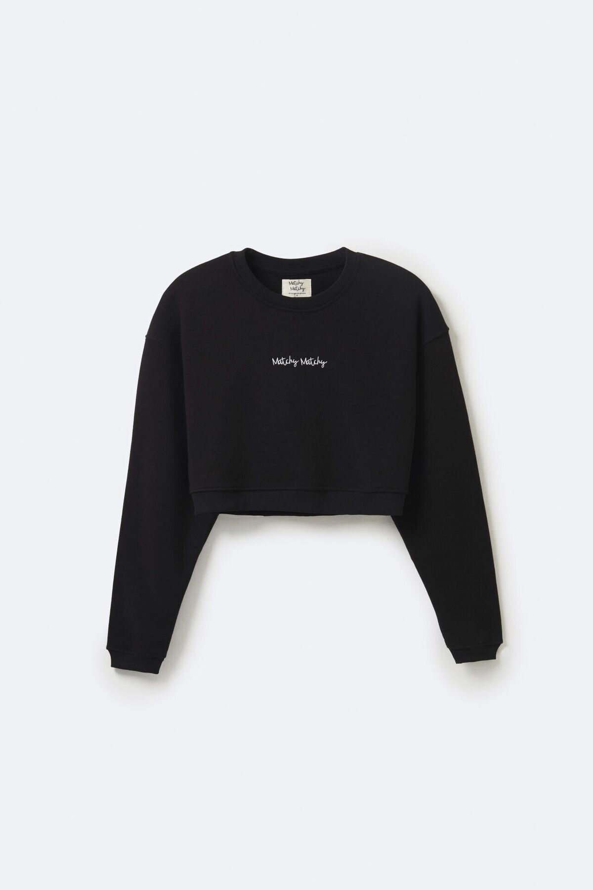 Matchy Matchy Kadın Crop Black Sweatshirt
