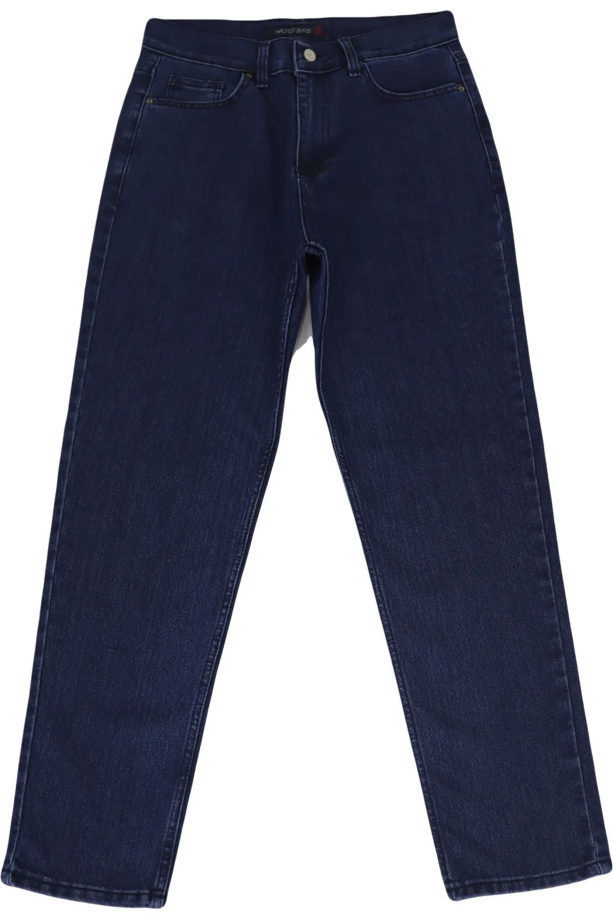 HACKER DENIM DMC TEKSTİL Kadın Lacivert Yüksek Bel Rahat Kesim Boru Paça Büyük Beden Jean Pantolon