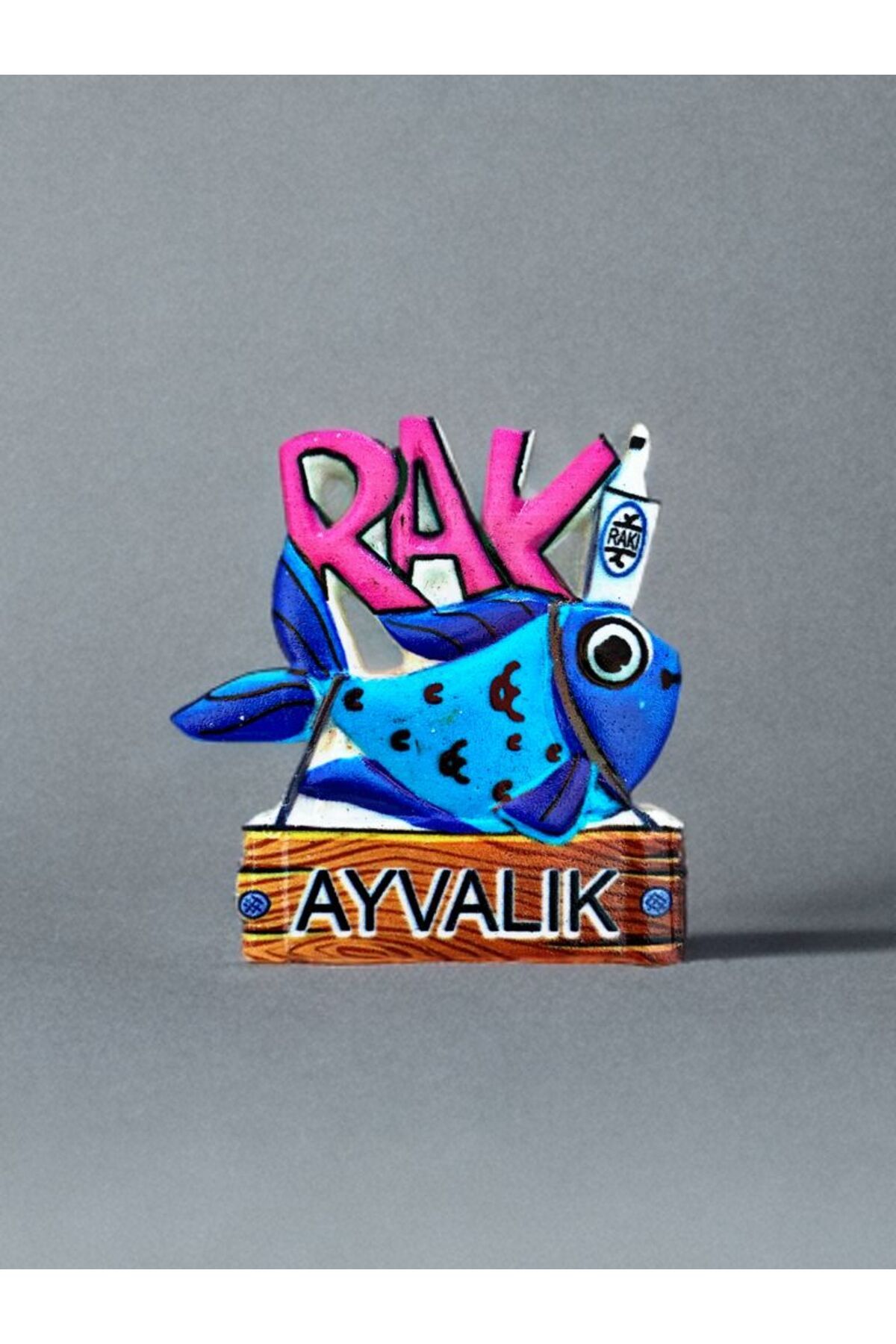 Home Rakı Balık Ayvalık Yazılı Polyester Magnet 5,5 cm x 6,5 cm ebat