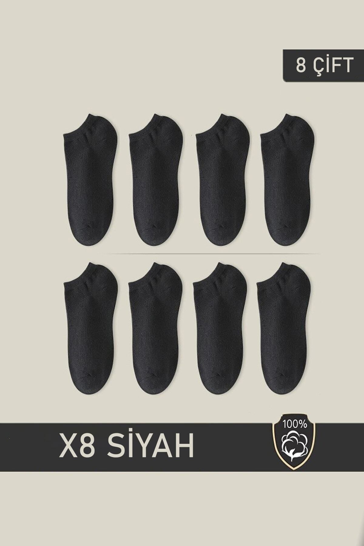 mrmubomen Unisex Patik Çorap 8 Çift Siyah (8 ÇİFT)